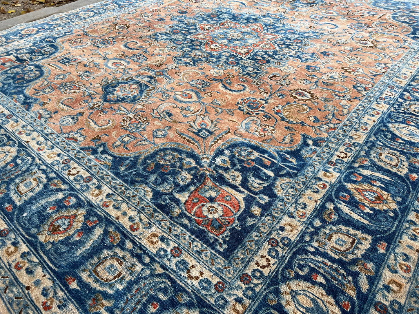 10x12 Vintage Turkish Wool Rug: Large Hand-Knotted Oushak Area Rug