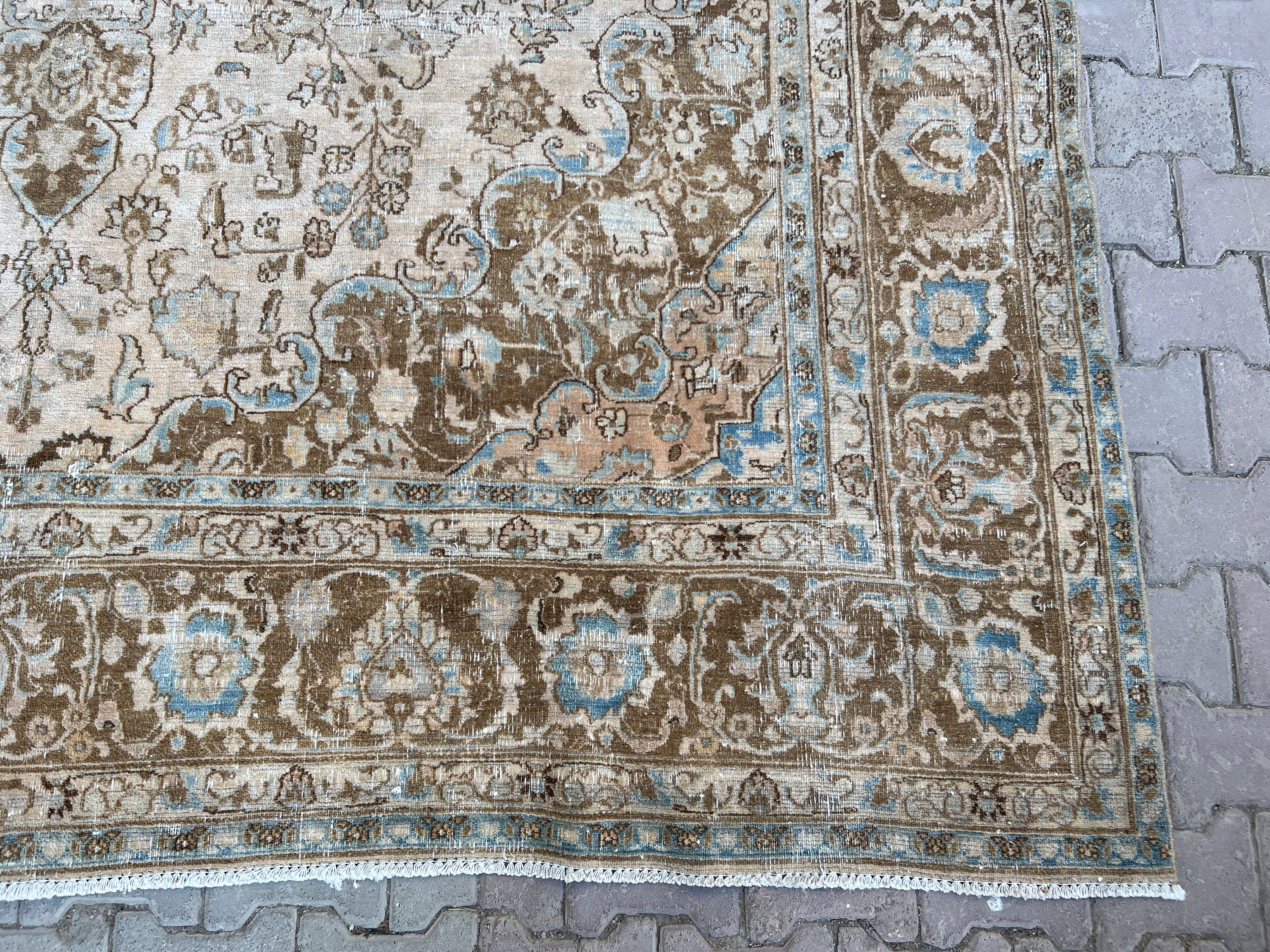 Extra Large Hand Knotted Wool Rug: Vintage Turkish Carpet (9.35x12.70 ft)