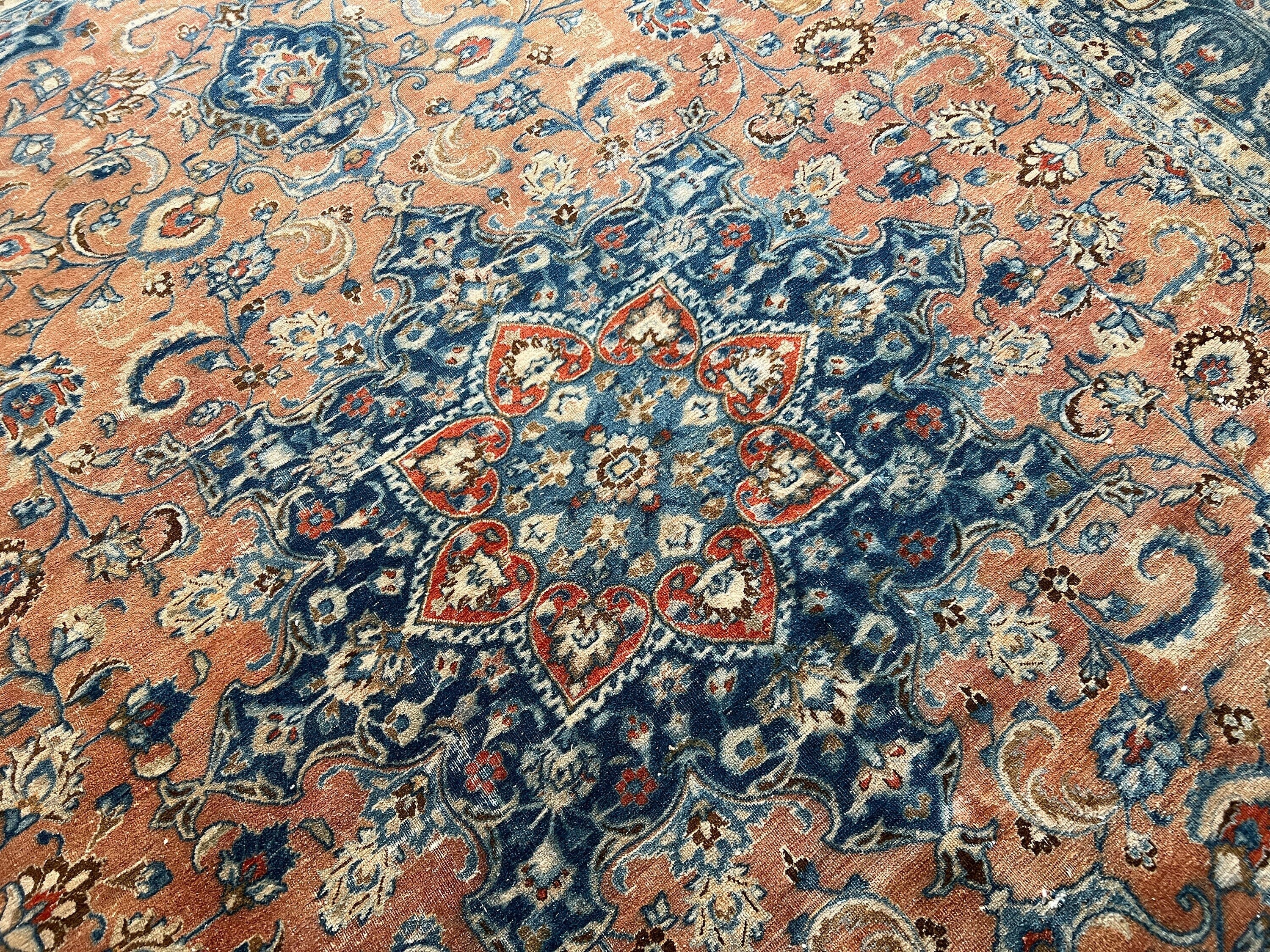 Large Vintage Turkish Wool Rug: Hand-Knotted Persian Design (10x12.45 ft)
