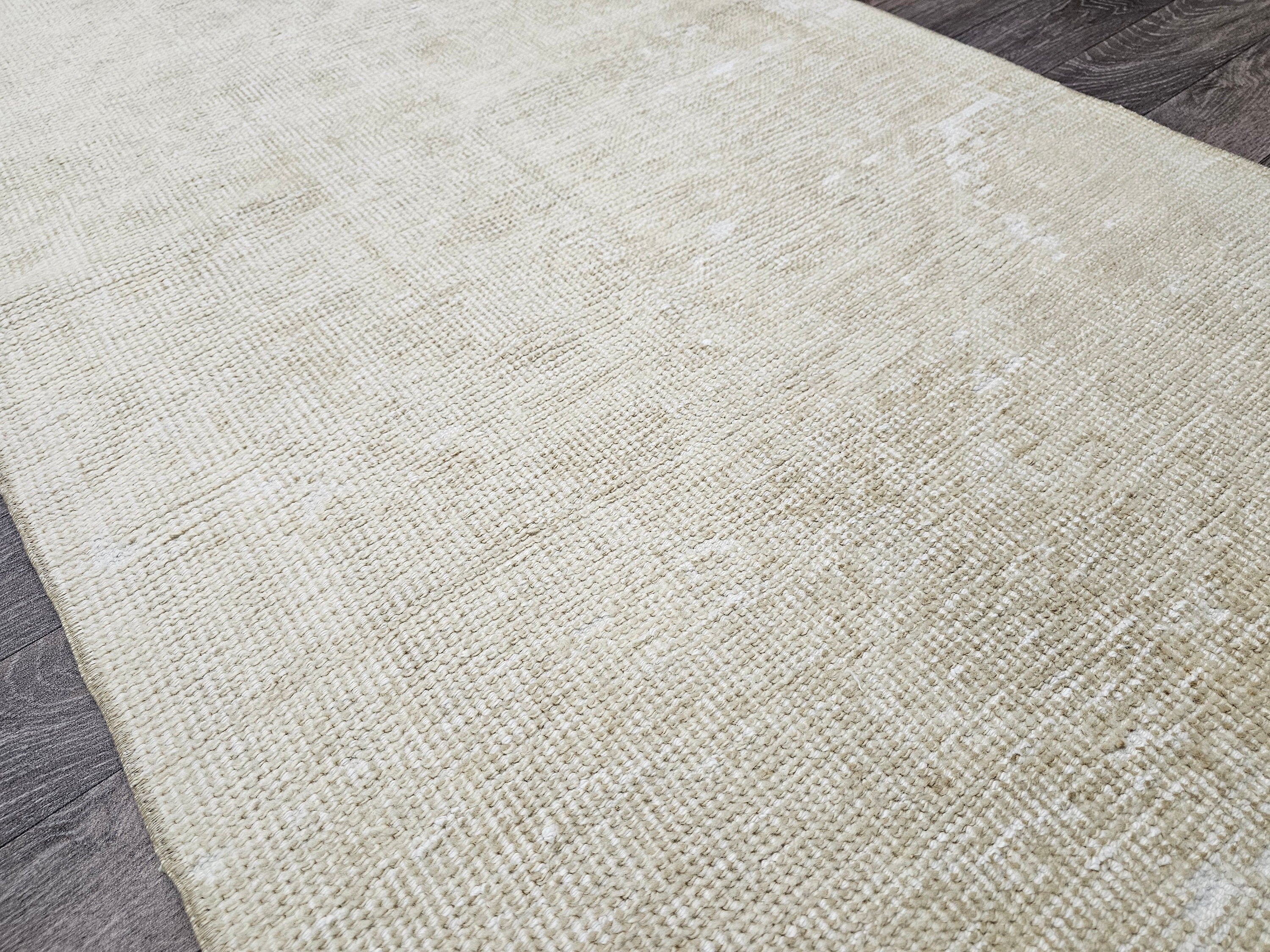 Handmade Wool Oushak Runner: Narrow Beige Hallway Rug (2.80x12.25 feet)