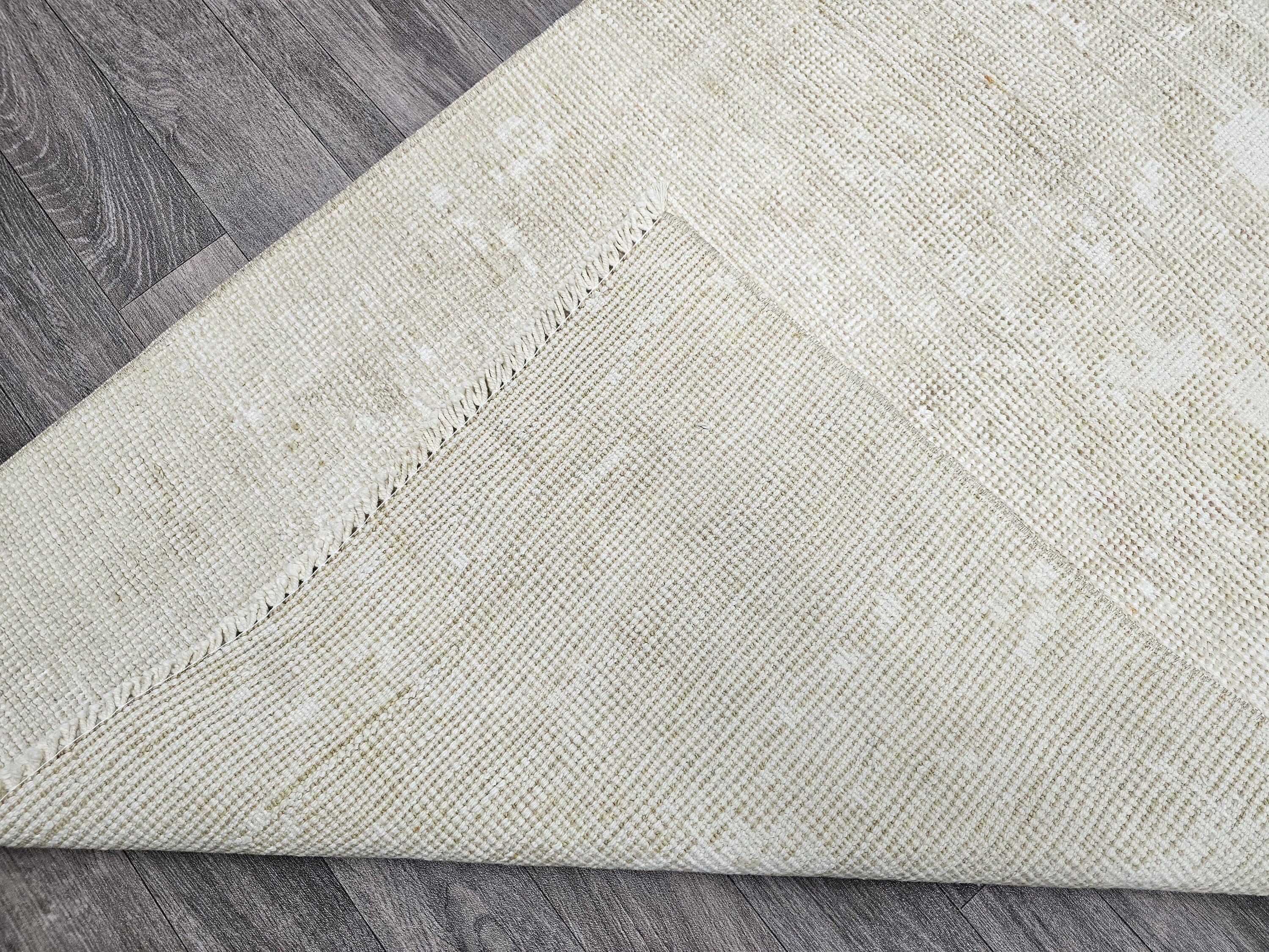 Handmade Wool Oushak Runner: Narrow Beige Hallway Rug (2.80x12.25 feet)