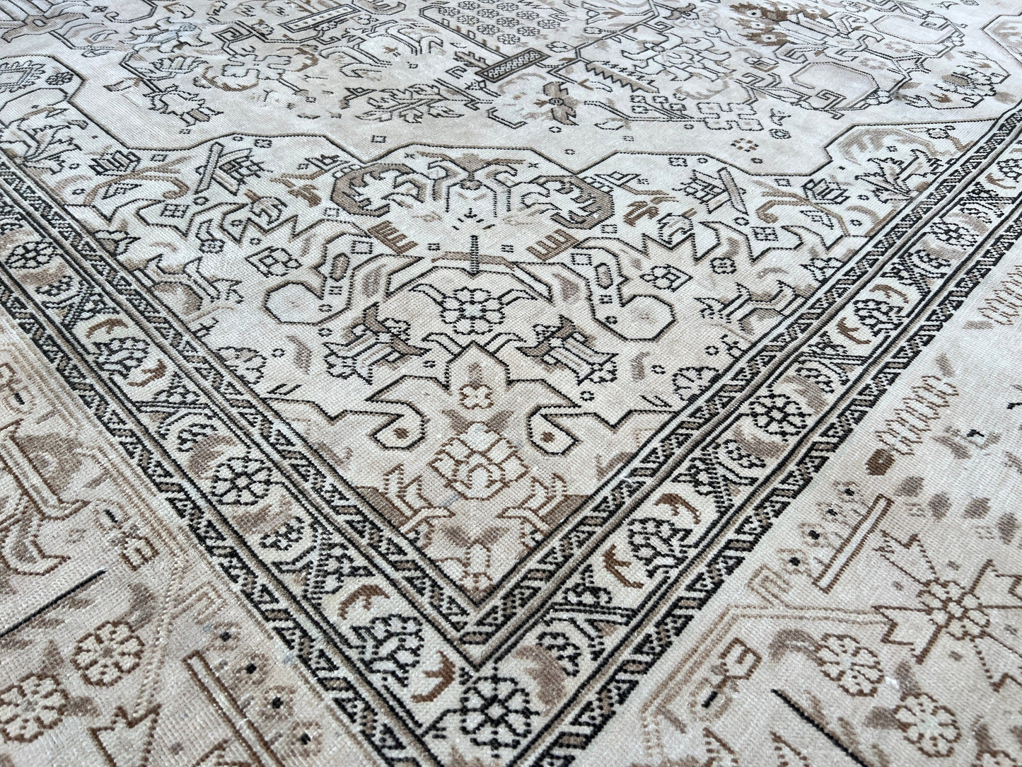 10x13 Vintage Turkish Oushak Rug: Hand-Knotted Neutral Area Rug