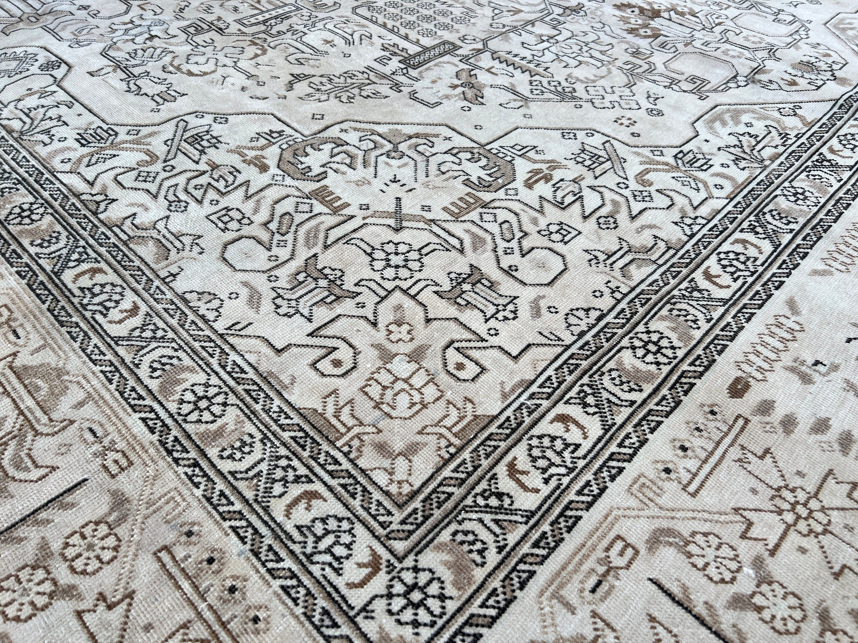 10x13 Vintage Turkish Oushak Rug: Hand-Knotted Neutral Area Rug