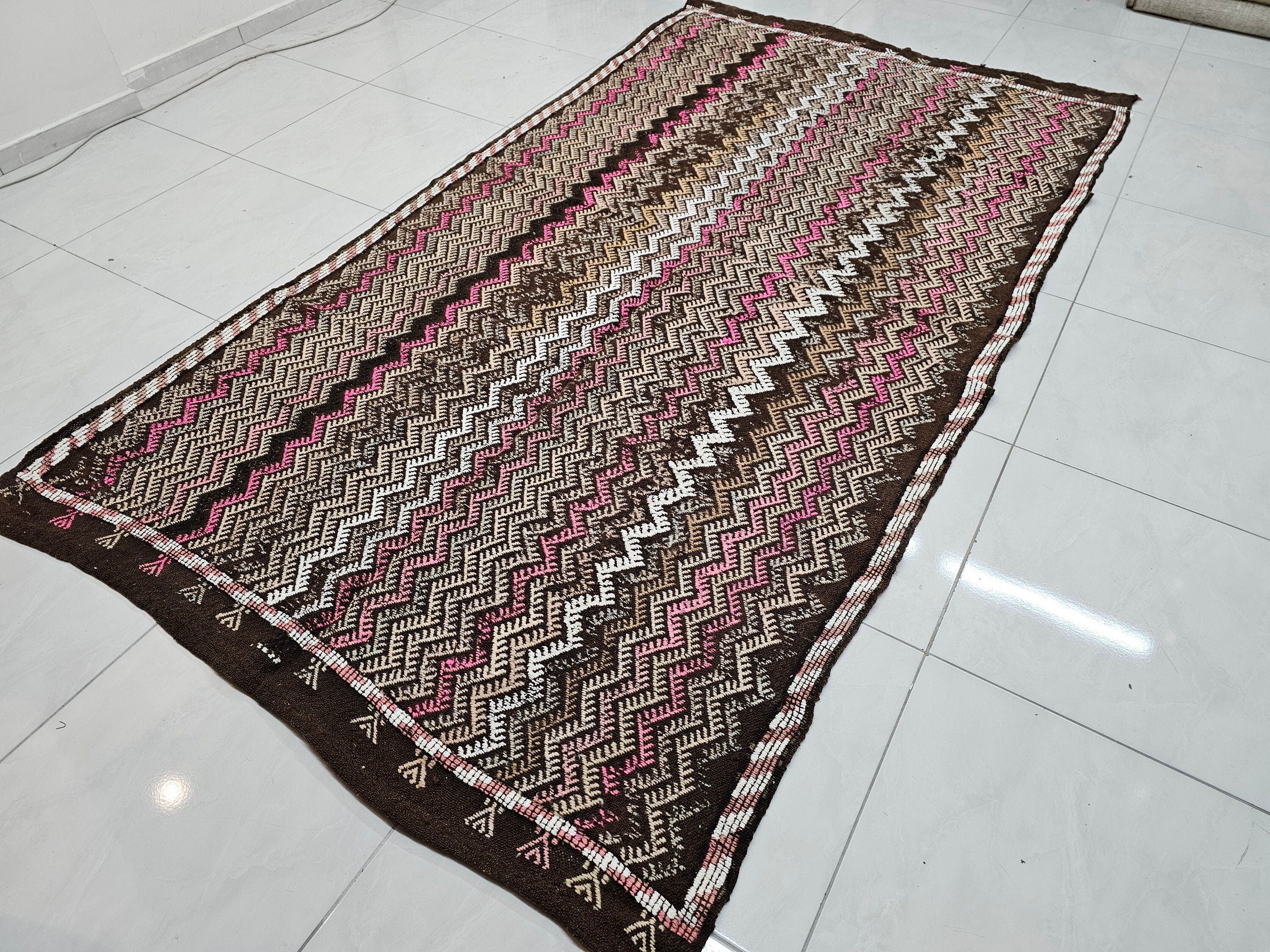 Hand Knotted Wool Turkish Rug: Vintage Office Decor (5.50x10.10 ft)