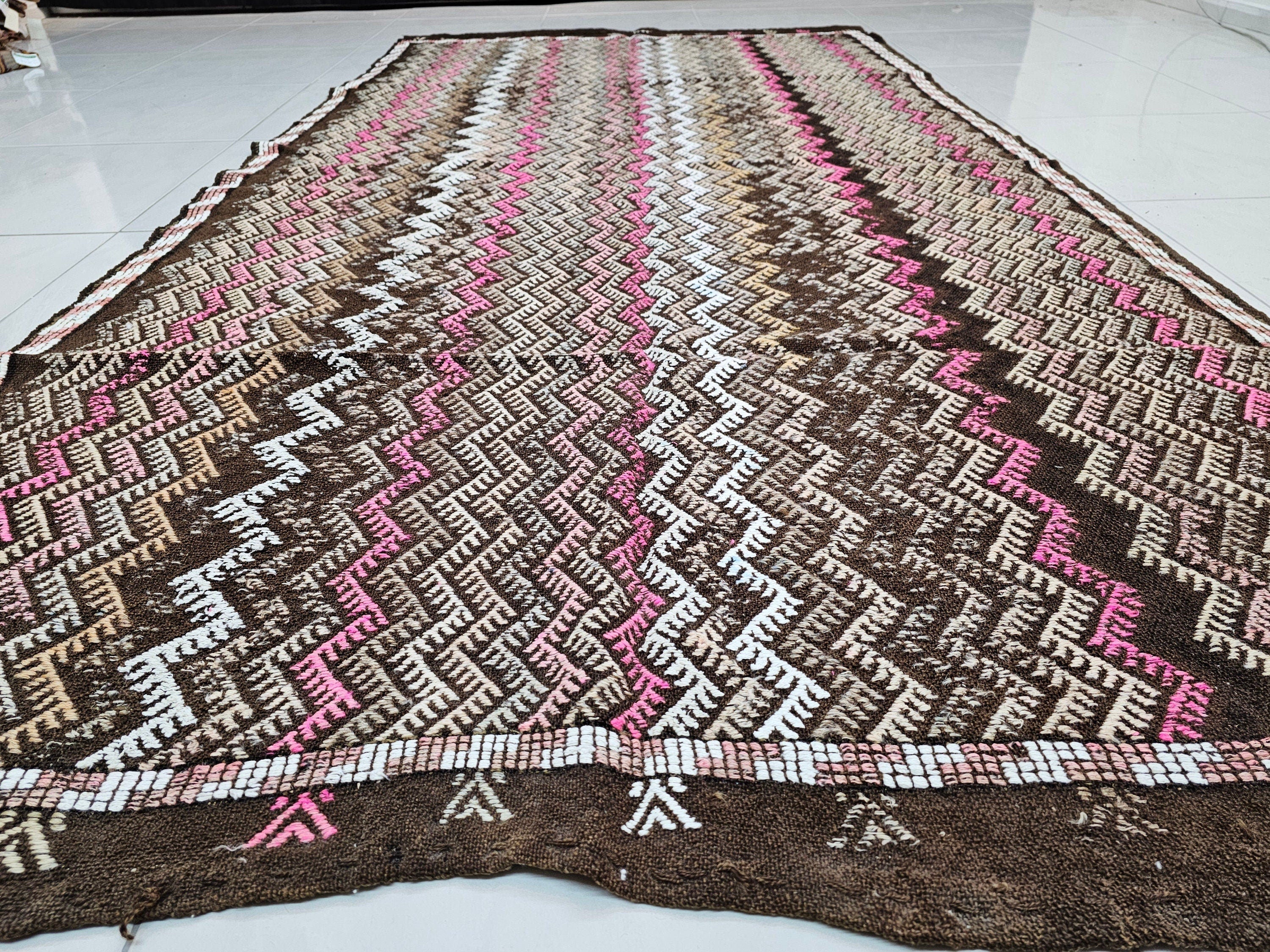 Hand Knotted Wool Turkish Rug: Vintage Office Decor (5.50x10.10 ft)