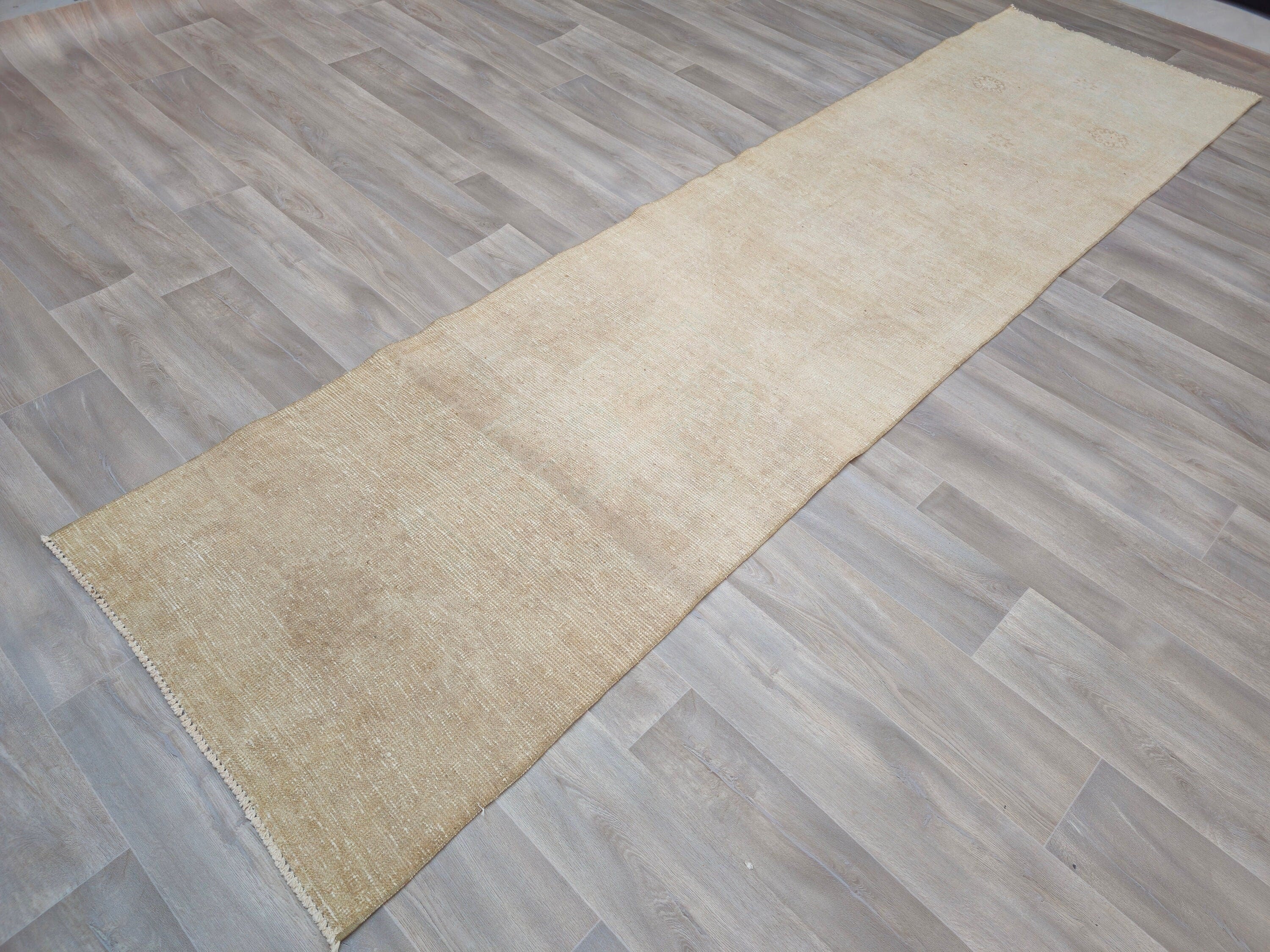 Vintage Turkish Oushak Runner Rug: Hand-Knotted Wool Hallway Rug (3x11.6 ft)