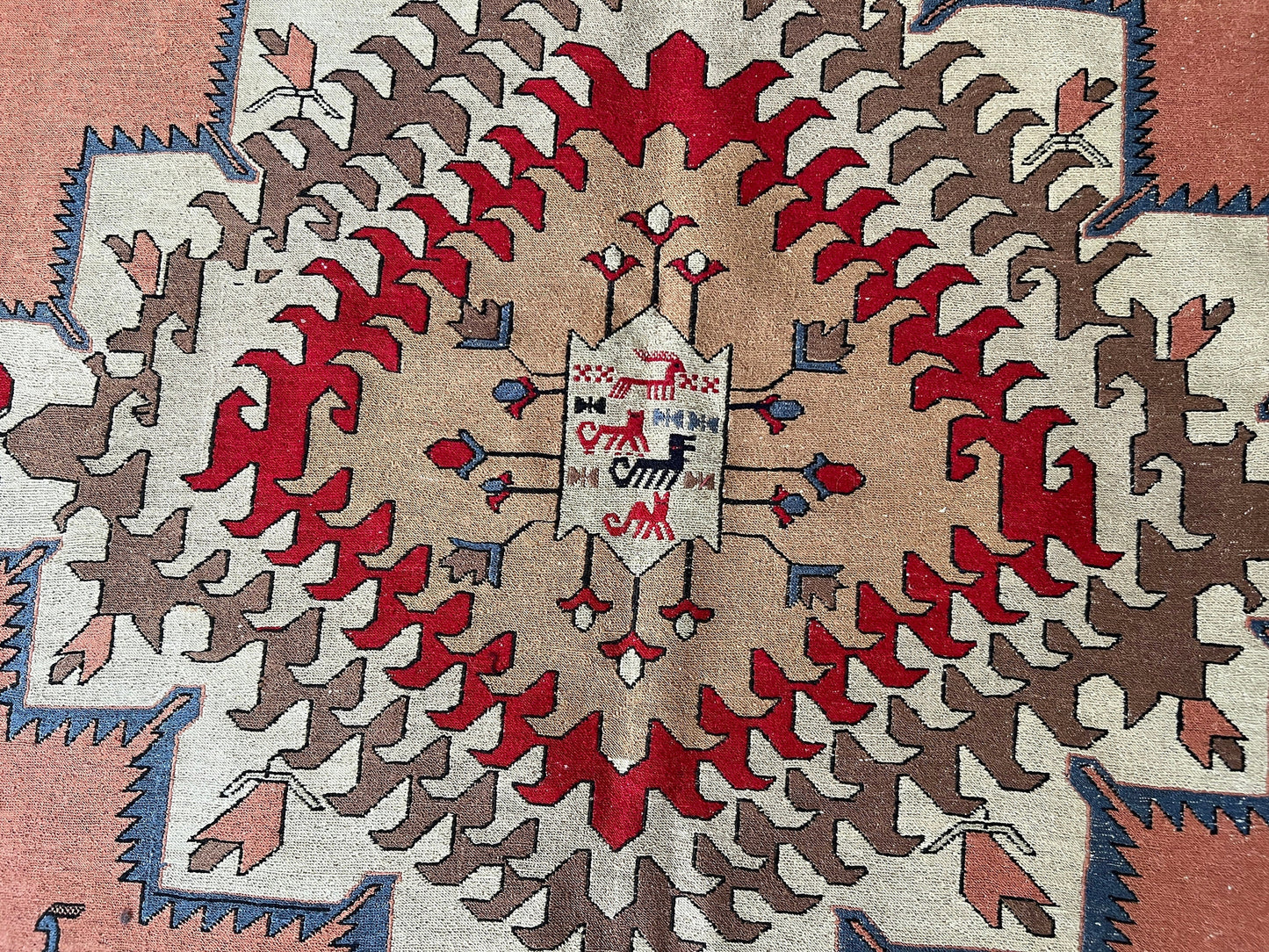 Vintage Cecim Soumak Rug: 7x10 Hand Knotted Wool Kilim