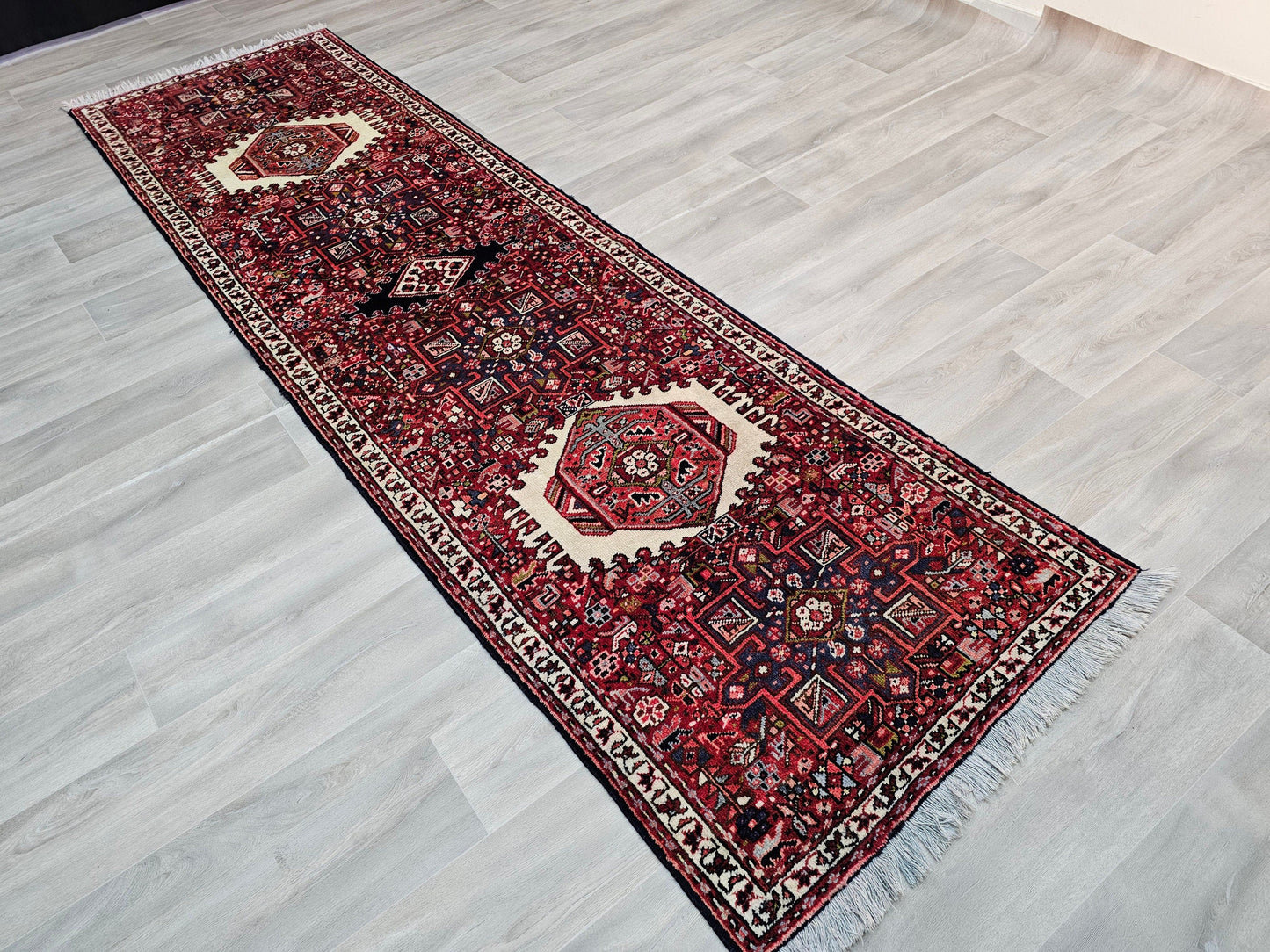 3x11 Classic Vintage Heriz Runner Rug - Antique Wool Runner for Hallway and Kitchen/ Traditional Turkish Oushak Runner /3.20x11.15 feet