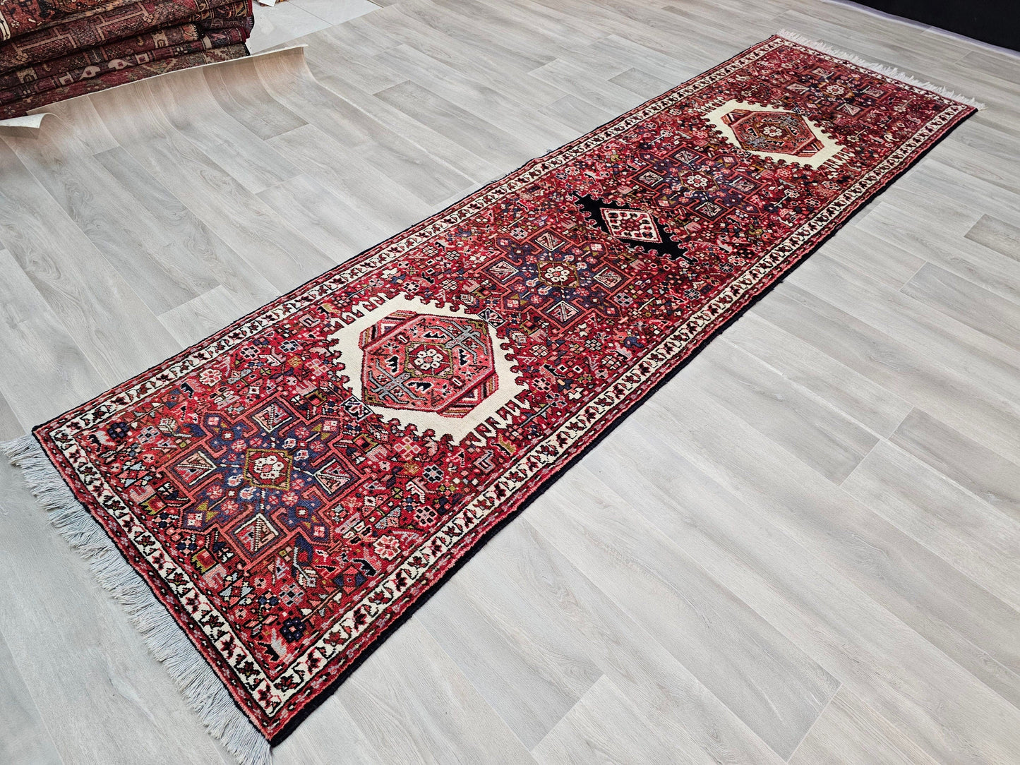 3x11 Classic Vintage Heriz Runner Rug - Antique Wool Runner for Hallway and Kitchen/ Traditional Turkish Oushak Runner /3.20x11.15 feet