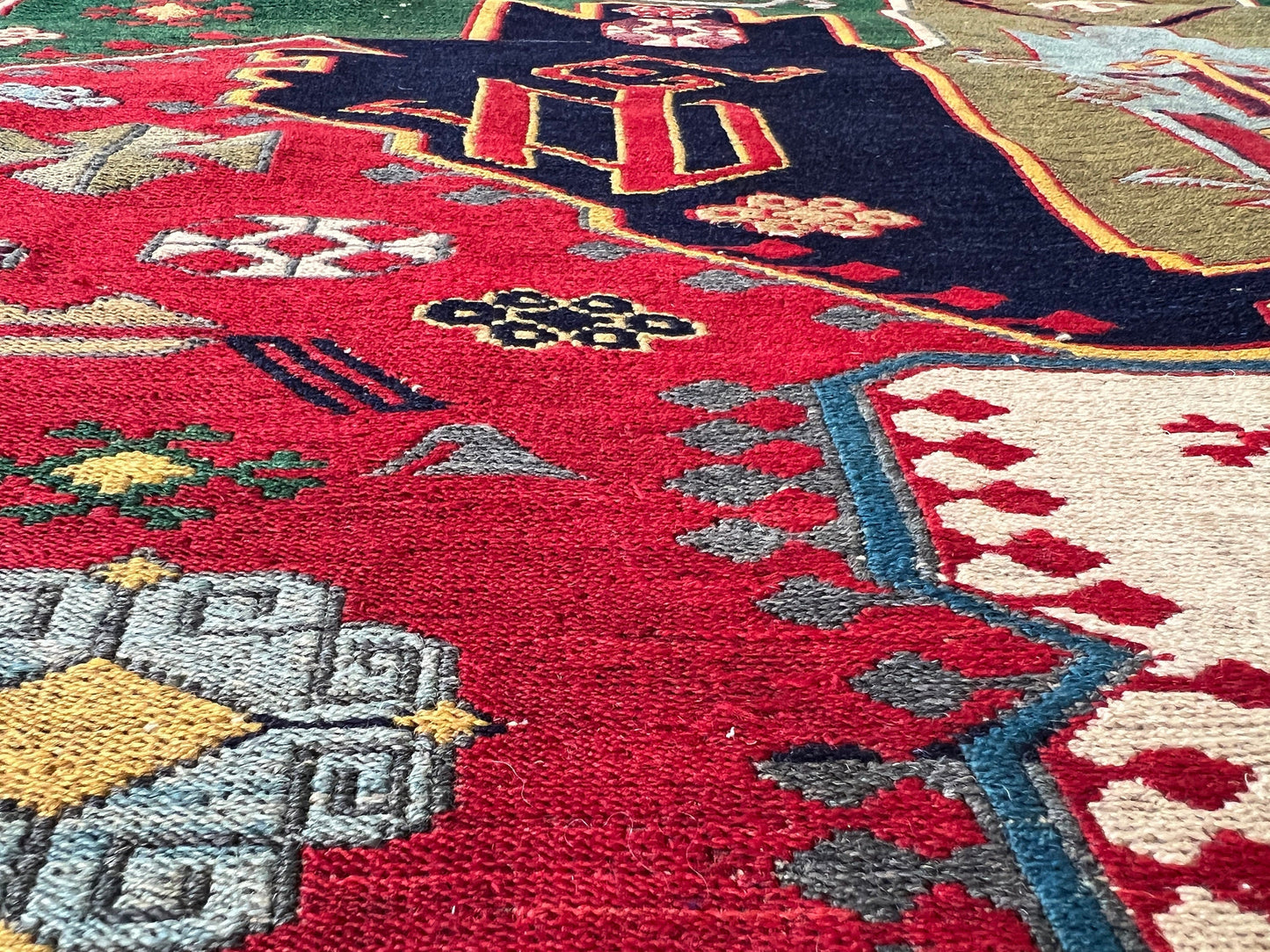 7x10 ft Antique Soumak Rug: Hand-Knotted Tribal Wool Rug