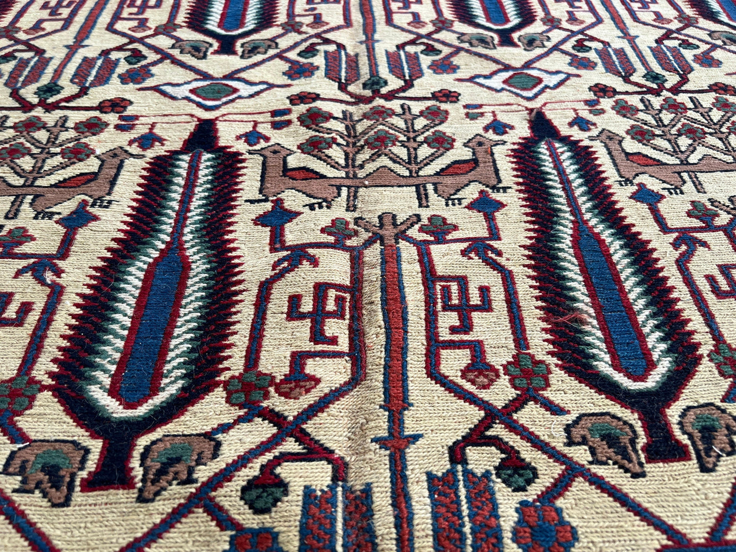 Vintage Cecim Soumak Rug: 7x9 Hand-Knotted Wool Tribal Rug