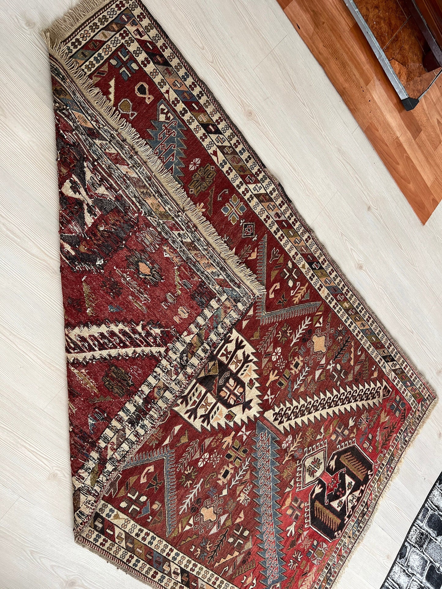 Handmade Cecim Soumak Rug: 4x6 Vintage Anatolian Ethnic Rug