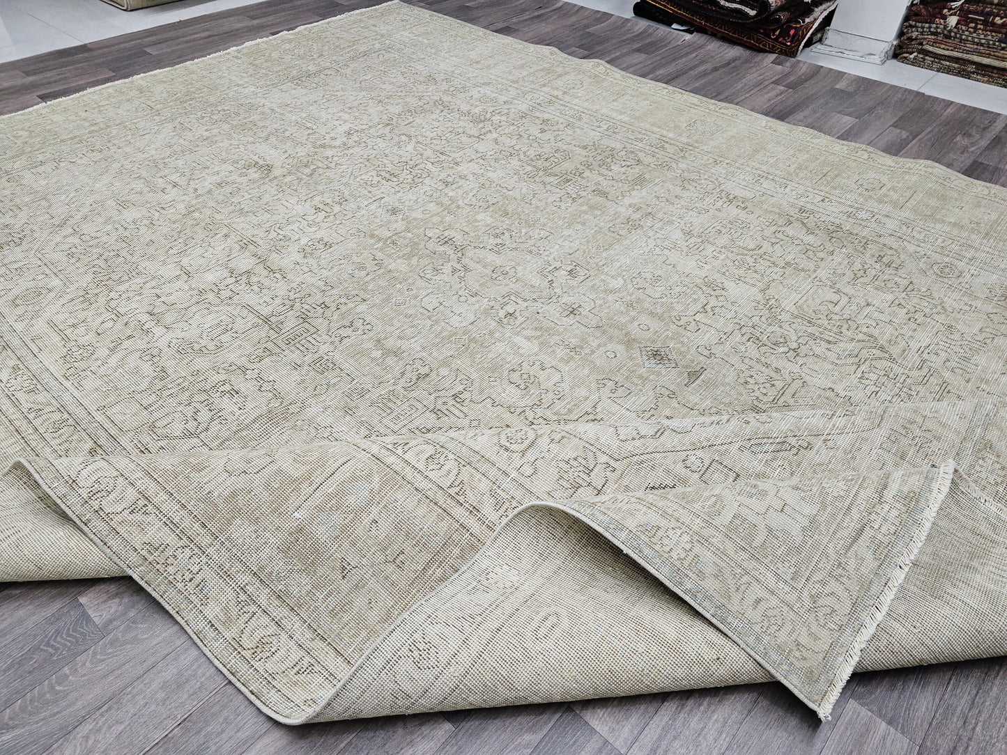 Hand Knotted Oversize 9x12 Vintage Turkish Wool Rug