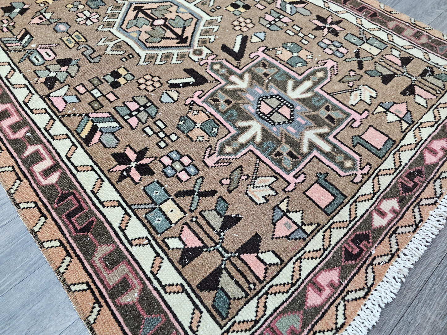 Vintage Wool Runner Rug: 3x12 Oushak Turkish Hallway Carpet