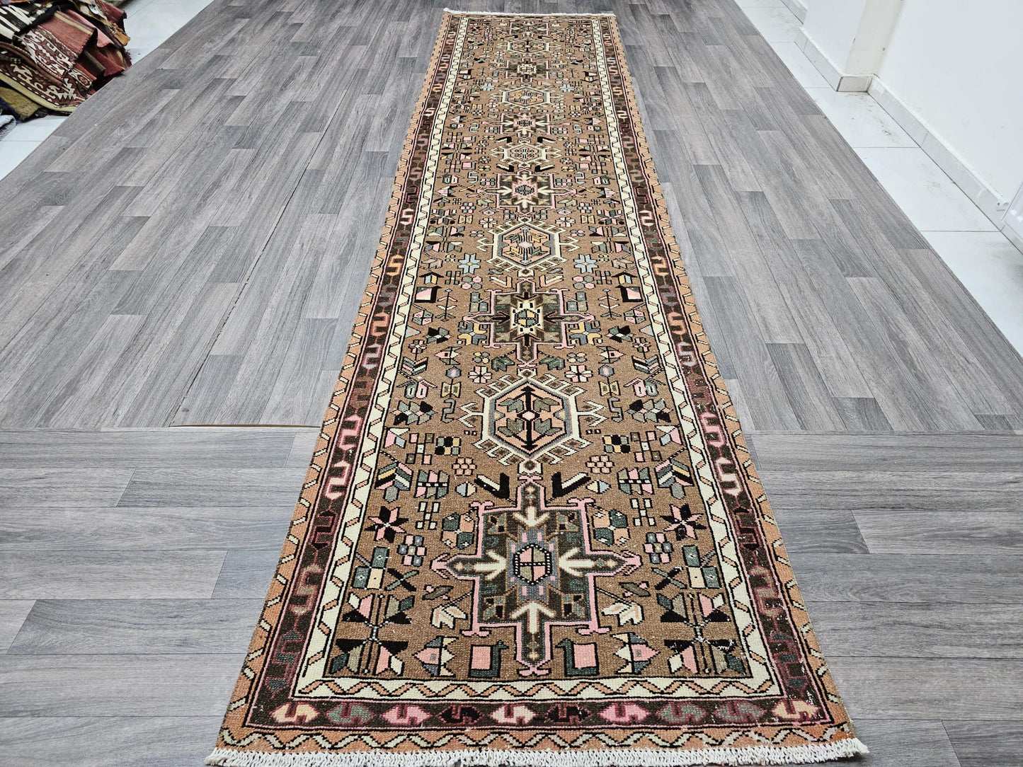 3x12 Classic Vintage Runner Rug - Antique Wool Runner for Hallway and Kitchen/ Traditional Turkish Runner - Oushak Runner /3x12.20 feet