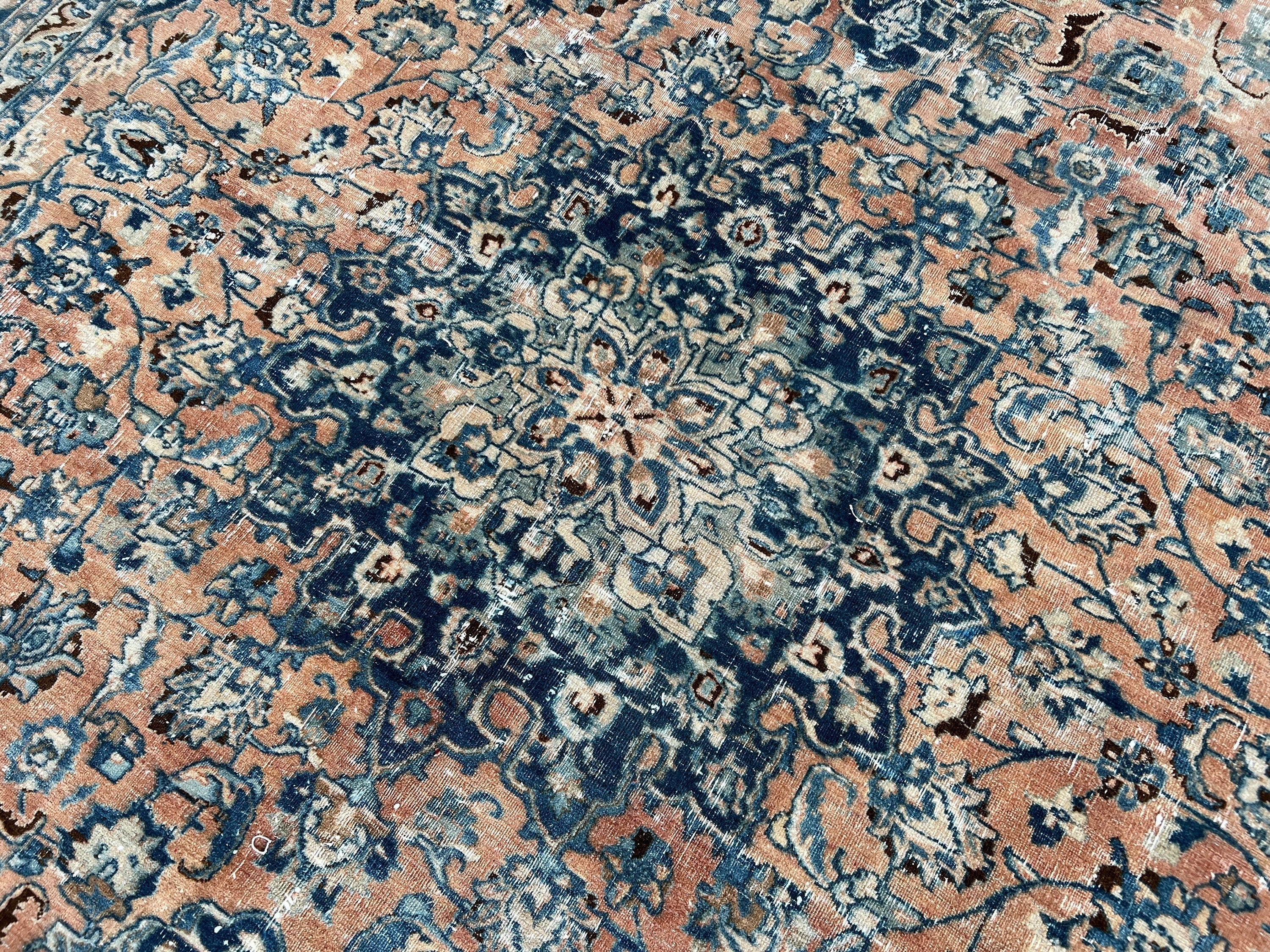Large Vintage Oushak Rug: 9.60x12.20 ft, Hand-Knotted Wool Carpet