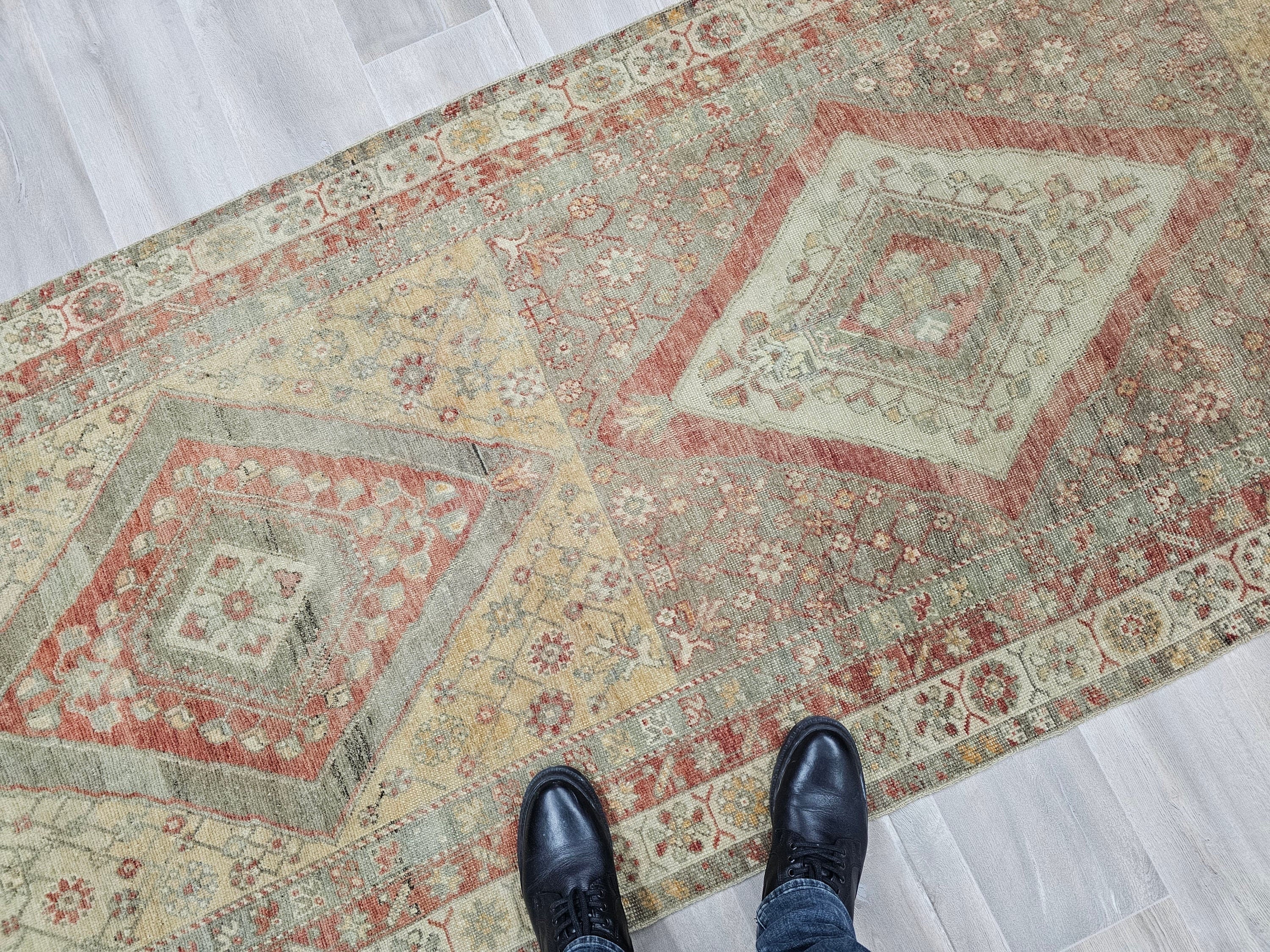 Vintage Turkish Runner Rug: Hand-Knotted Wool, Farmhouse Decor (3.60x10.50 feet)