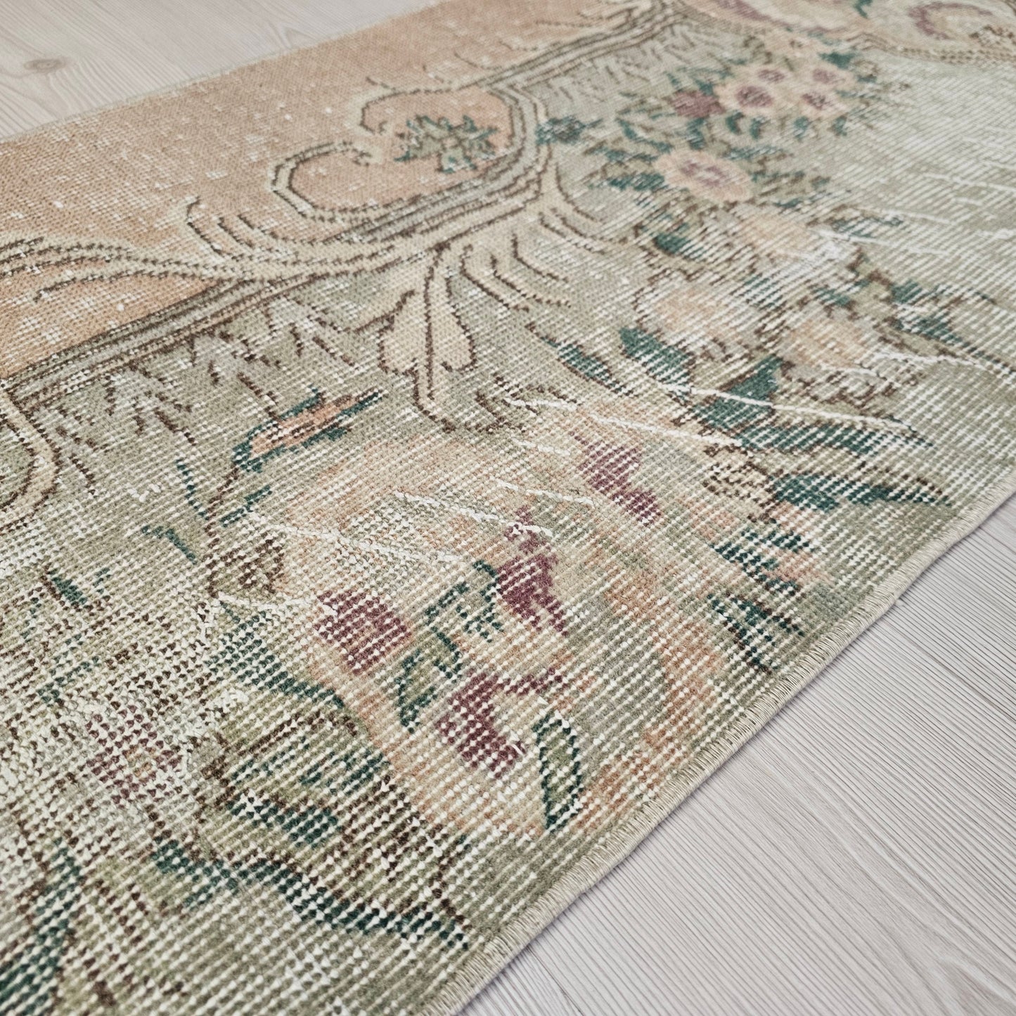 Vintage Turkish Runner Rug: Distressed Wool Aisle Rug (1'9" x 8'6")