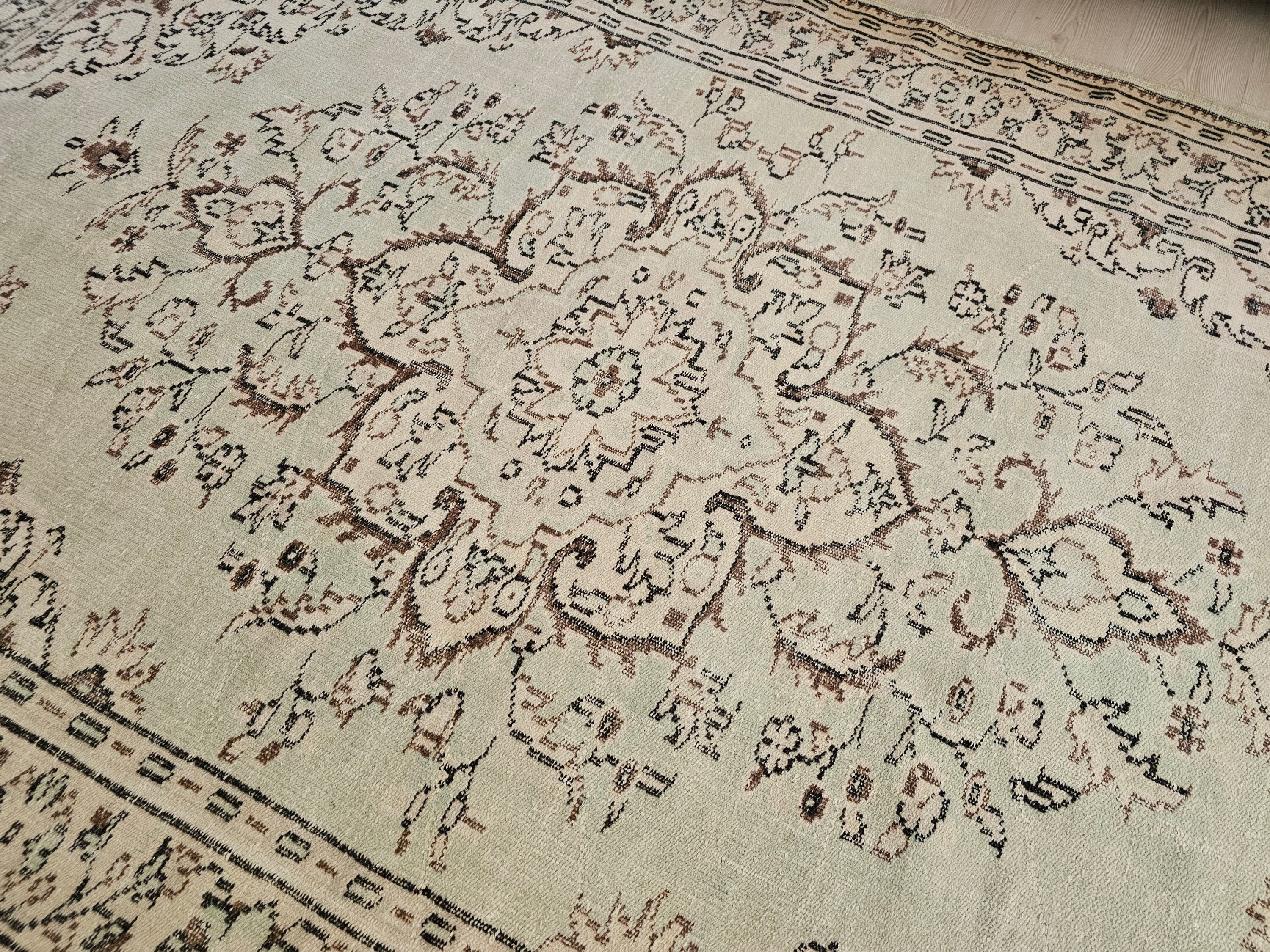 Handmade Wool Turkish Rug: 6x9 Neutral Vintage Area Rug