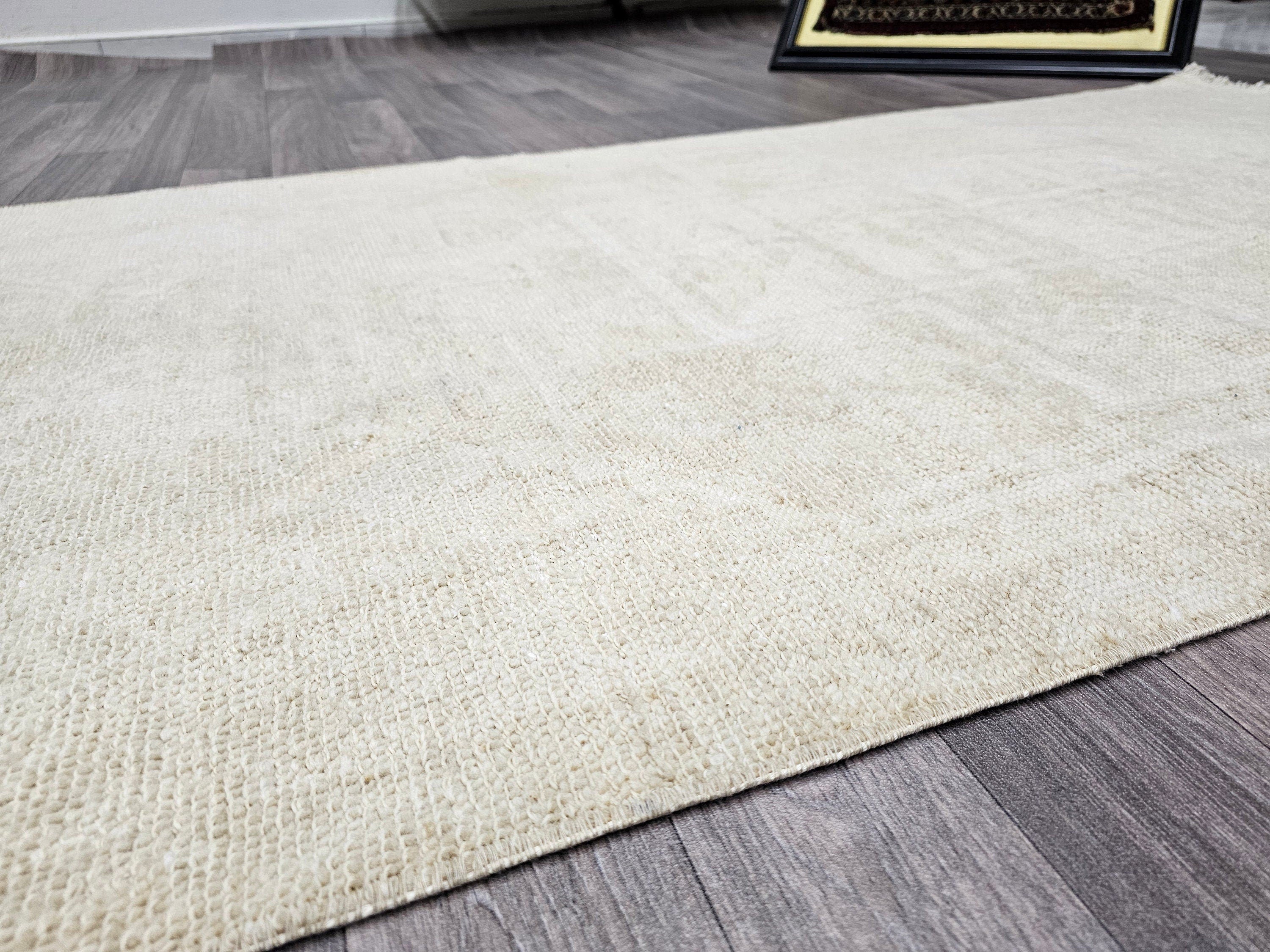 Neutral Oushak Runner Rug: 3x13 Vintage Turkish Hallway Rug