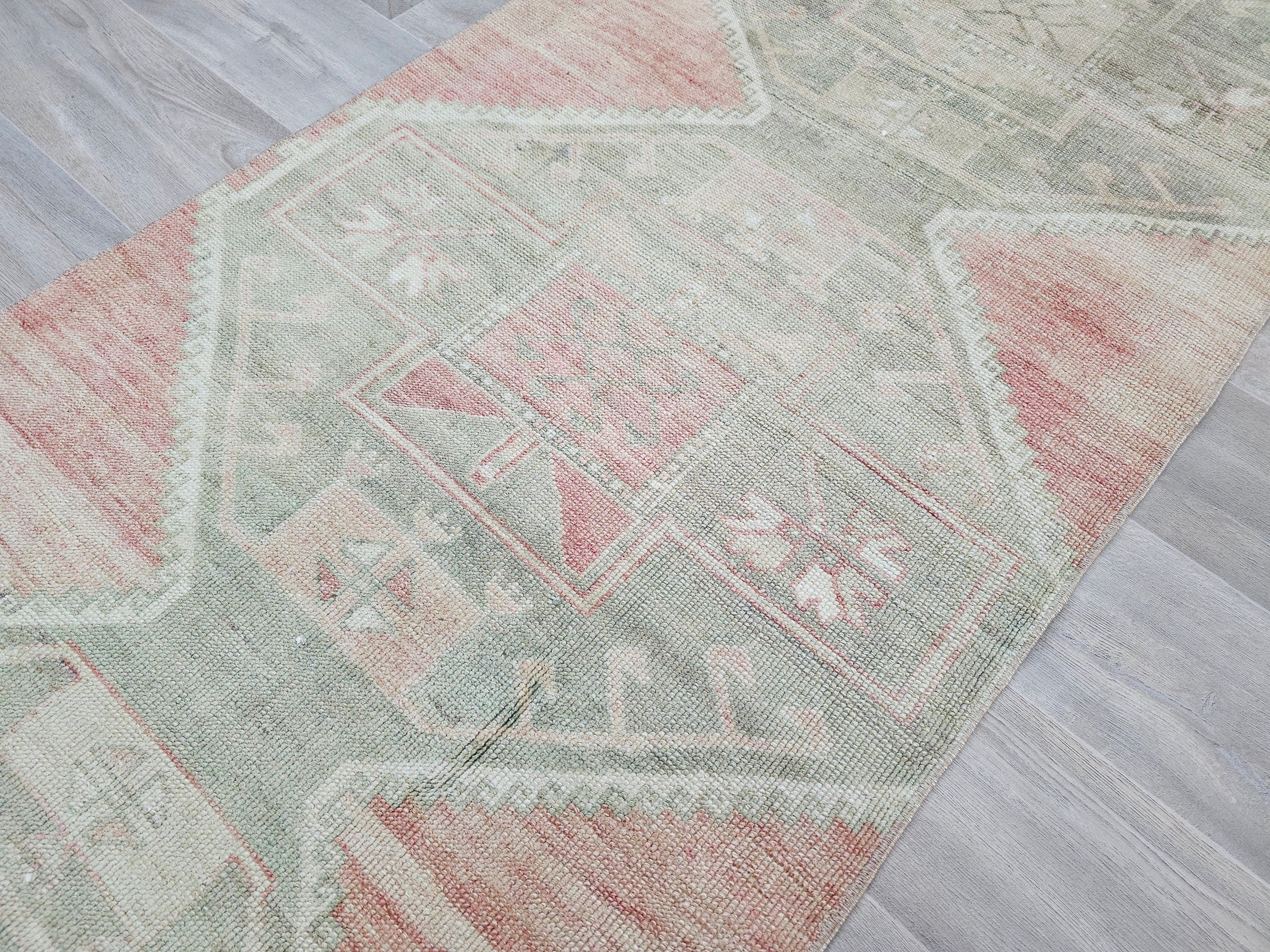 Neutral Oushak Runner Rug: Vintage Boho Entryway Decor (2.95 x 12 ft)