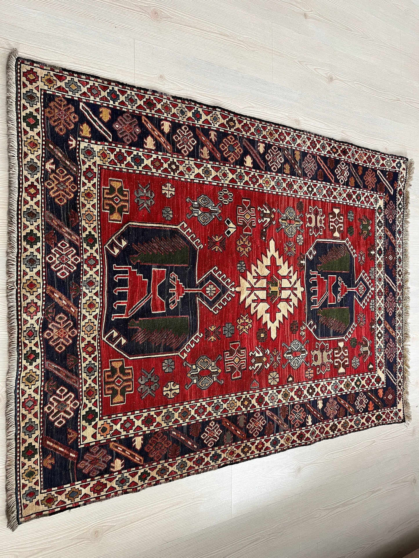 Vintage Anatolian Soumak Wool Rug: 4x5 Tribal Entryway Carpet