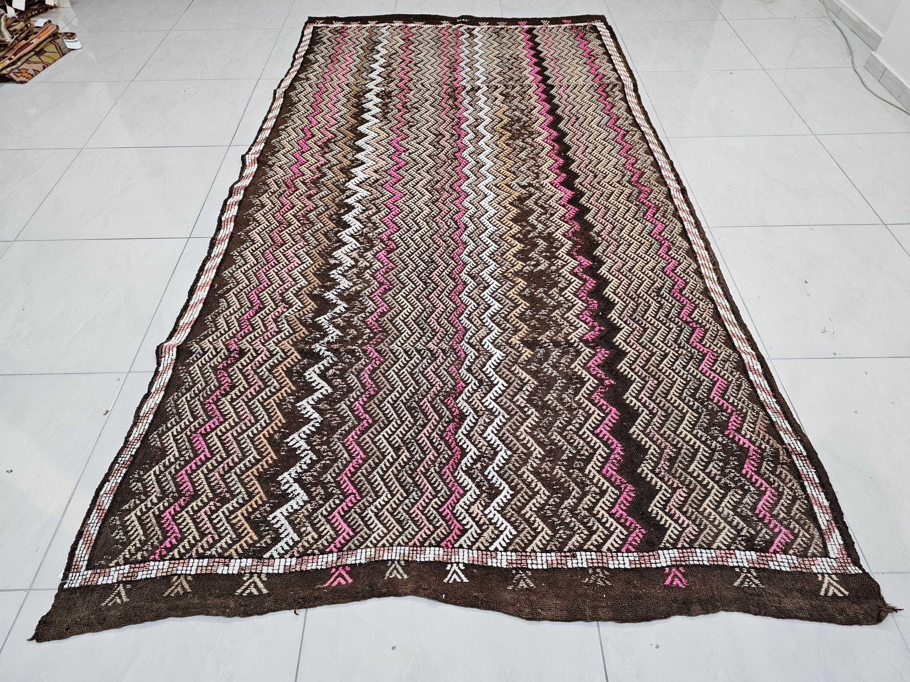 Hand Knotted Wool Turkish Rug: Vintage Office Decor (5.50x10.10 ft)