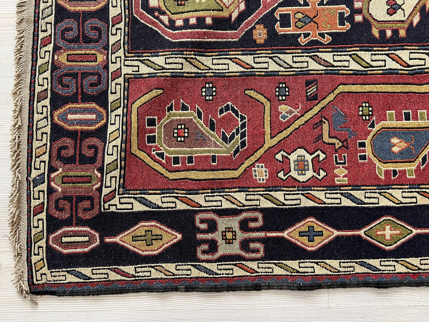 6x9 Vintage Soumak Rug: Hand-Knotted Wool Cecim, Tribal Design