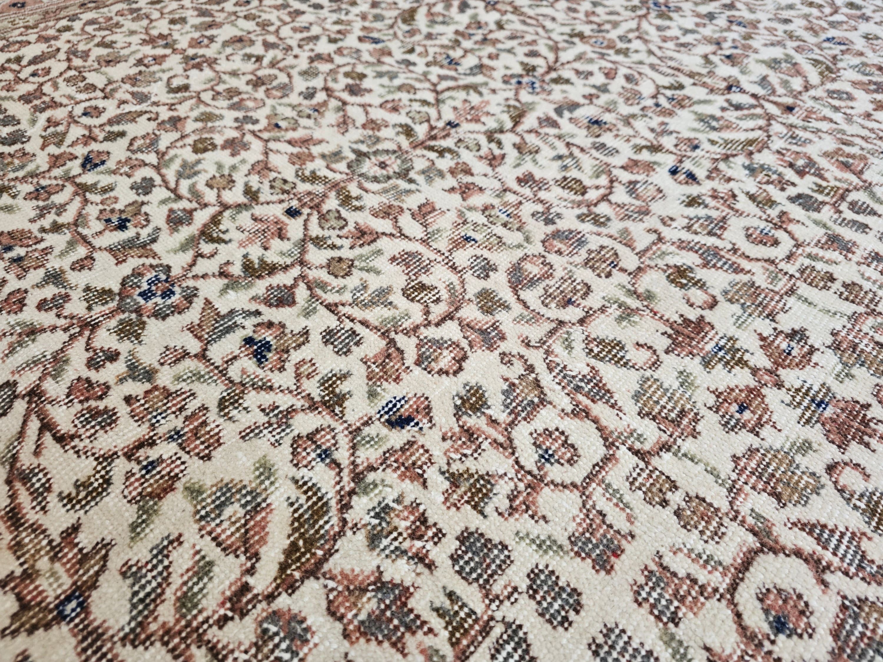 Hand Knotted Turkish Wool Rug: 6x9 Vintage Bohemian Oushak Carpet