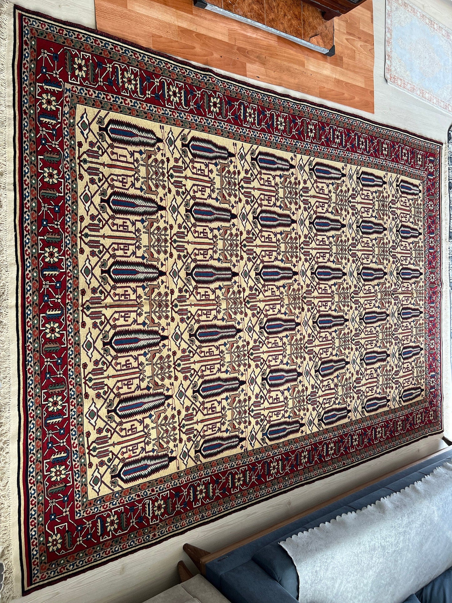 Vintage Cecim Soumak Rug: 7x9 Hand-Knotted Wool Tribal Rug