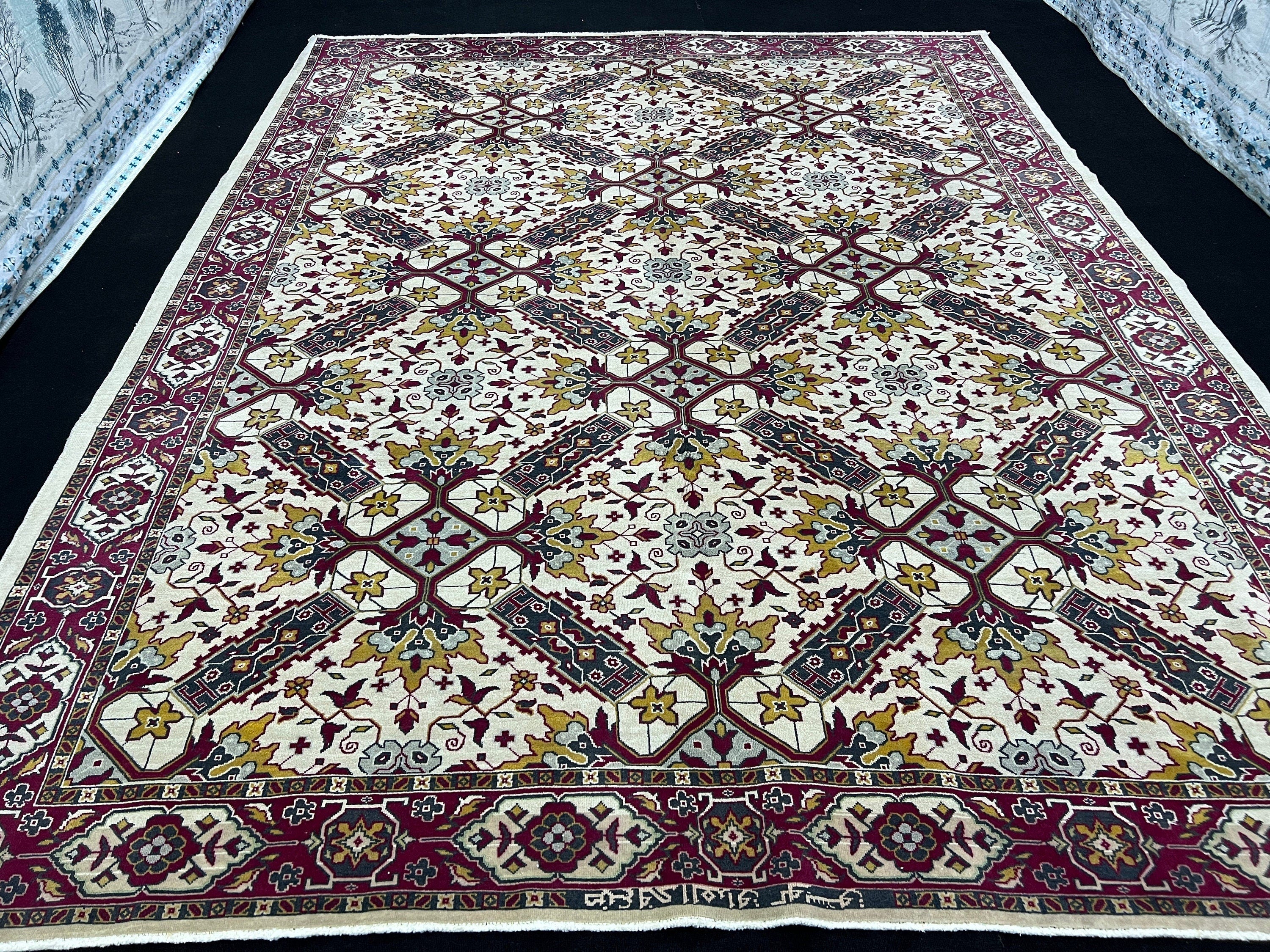 9x12 Colorful Vintage area Rug Hand Knotted Traditional Persian Carpet