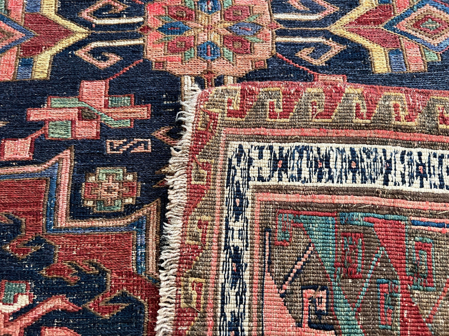 Antique Caucasian Soumak Rug: Hand-Knotted Wool, Tribal Design (5x6.35 ft)