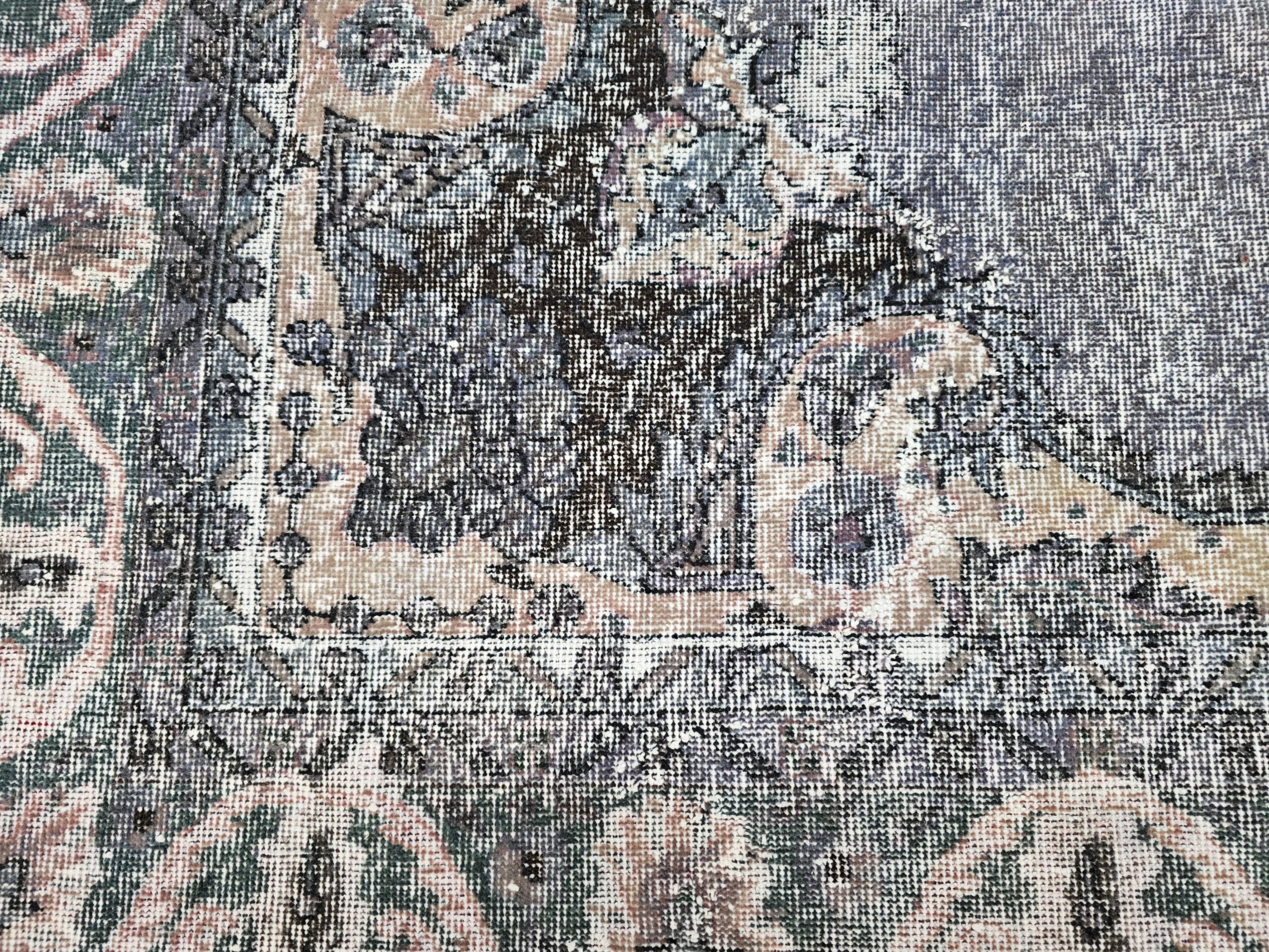 Vintage Navy Blue Turkish Oushak Rug (7x9.5 ft) Wool Area Rug