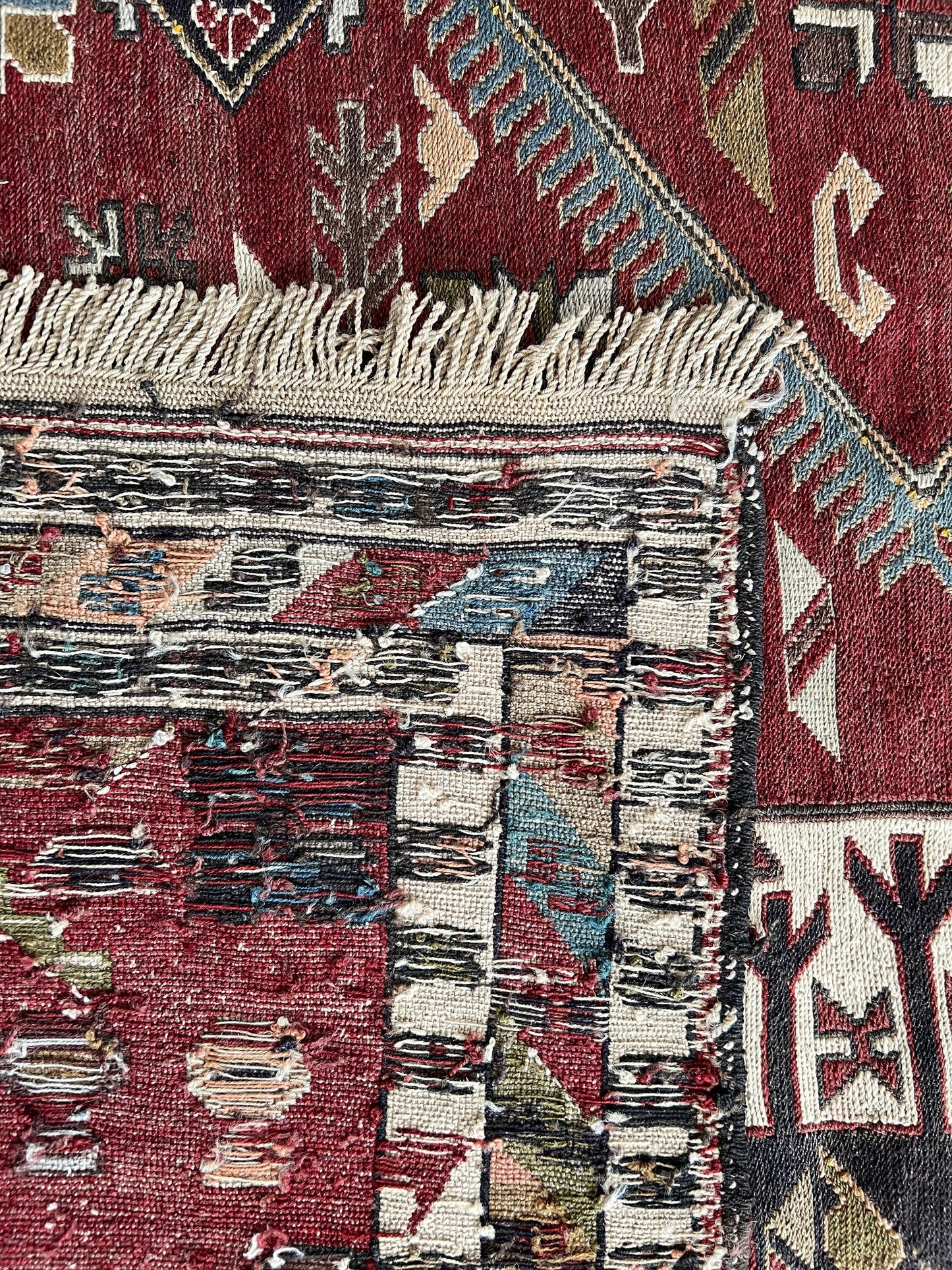 Handmade Cecim Soumak Rug: 4x6 Vintage Anatolian Ethnic Rug