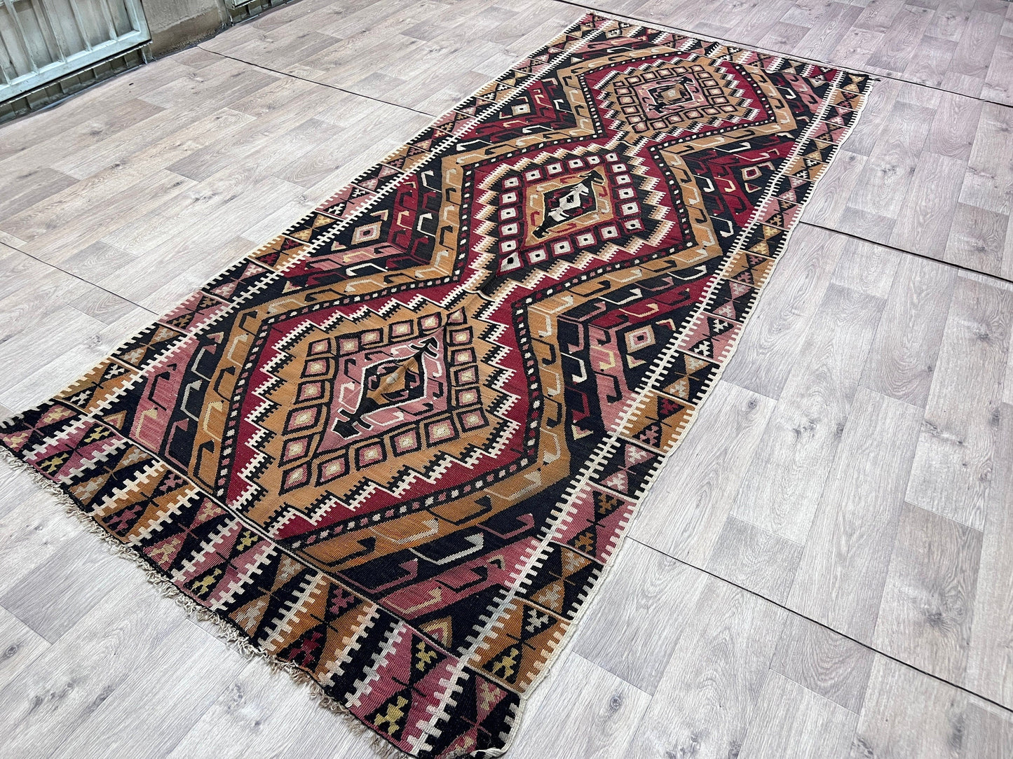 5x11 Extra Wide Runner Rug - Handwoven Kilim Rug - Kelim Teppich Runner - Oriental Kilim - Oushak Kilim - Vintage Turkish Kilim/4.75x11 feet