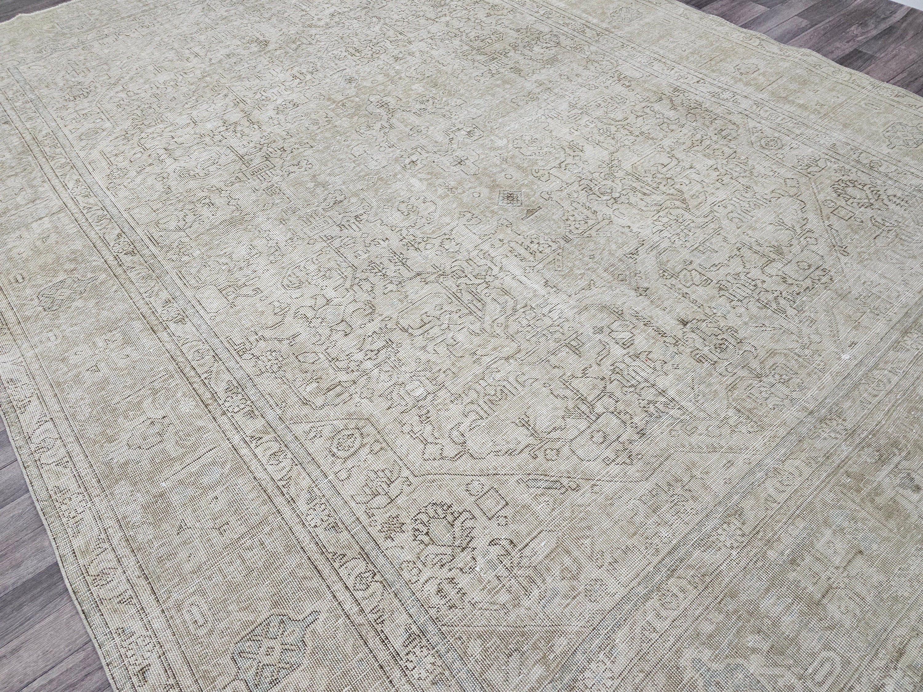 Hand Knotted Oversize 9x12 Vintage Turkish Wool Rug