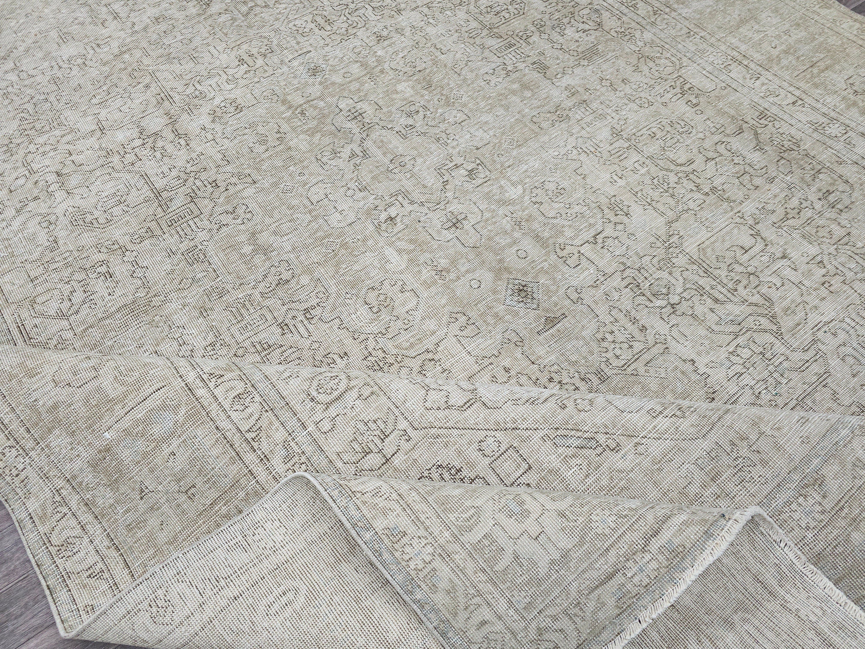 Hand Knotted Oversize 9x12 Vintage Turkish Wool Rug