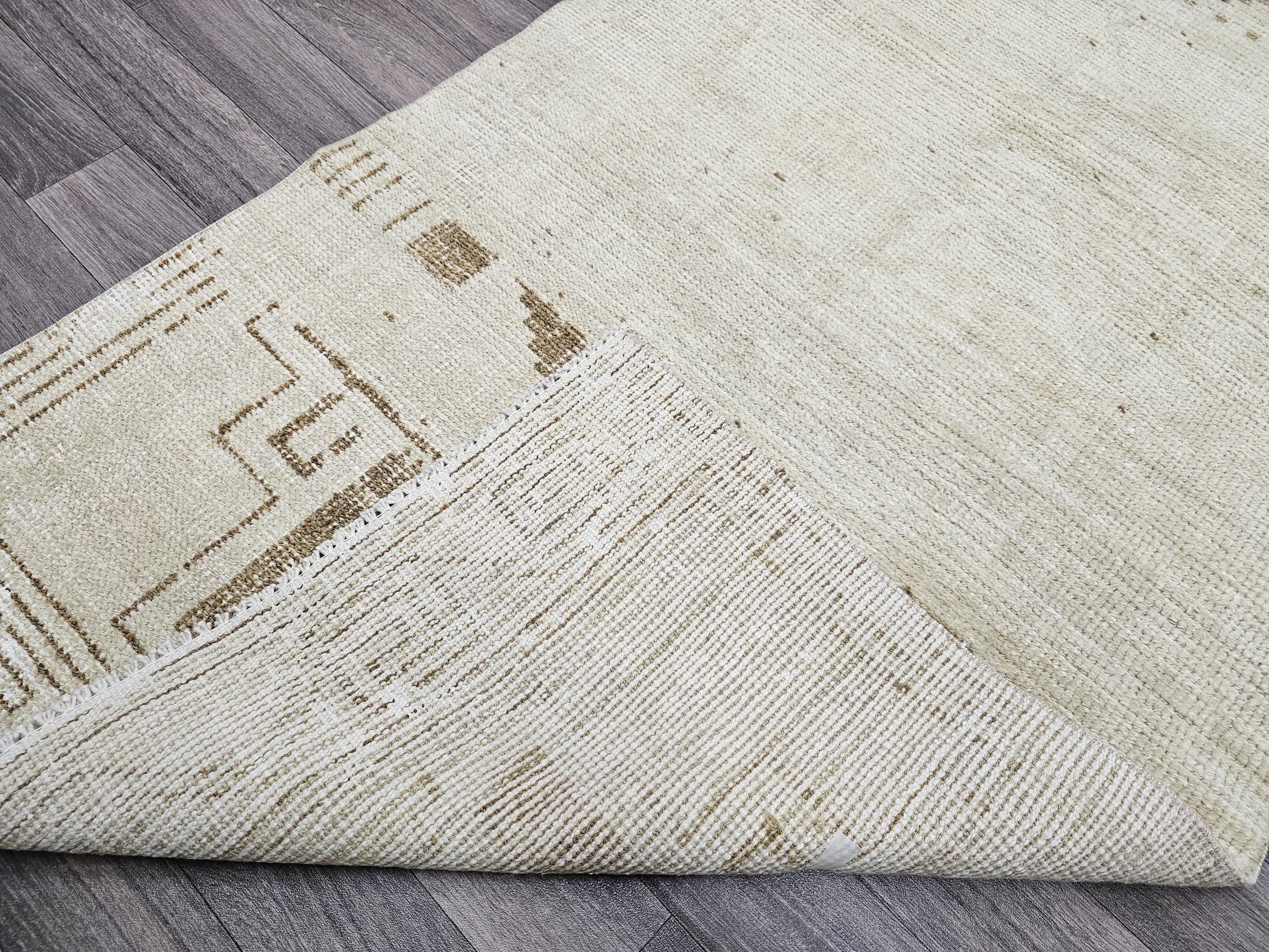 Hand-Knotted Wool Runner Rug: Neutral Anatolian Vintage Turkish Rug (3x13 ft)