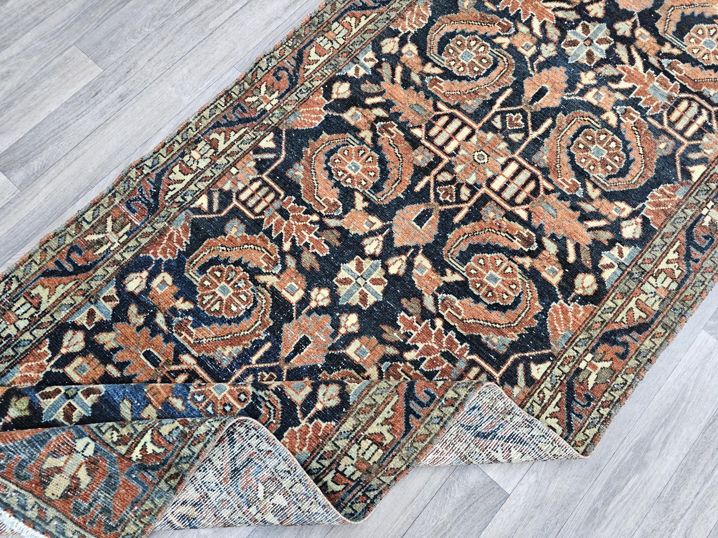 Vintage Hand Knotted Wool Oushak Runner Rug: Turkish Farmhouse Style