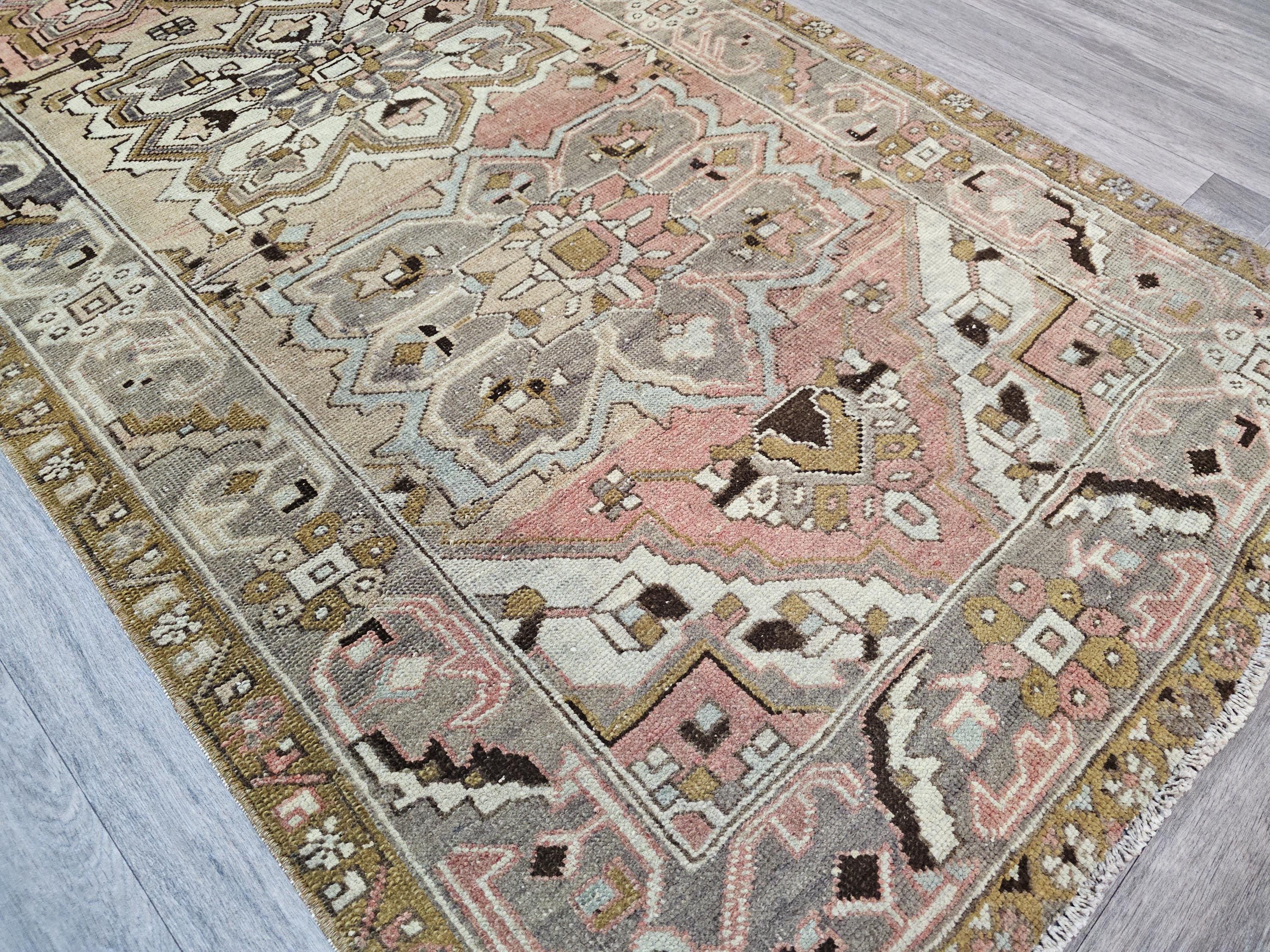 Wide Antique Oushak Runner: Geometric Wool Turkish Rug (3.5x11 ft)