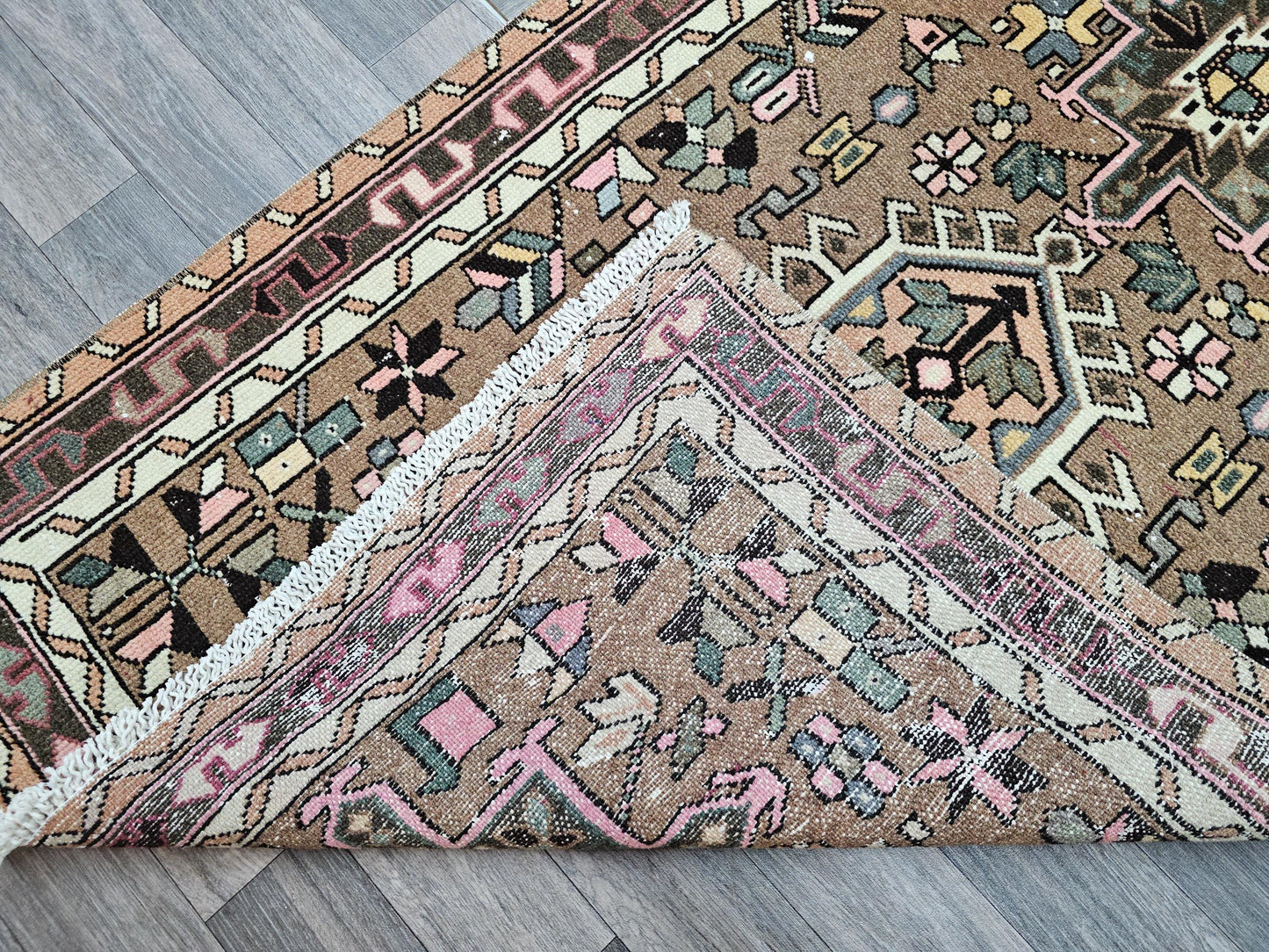Vintage Wool Runner Rug: 3x12 Oushak Turkish Hallway Carpet