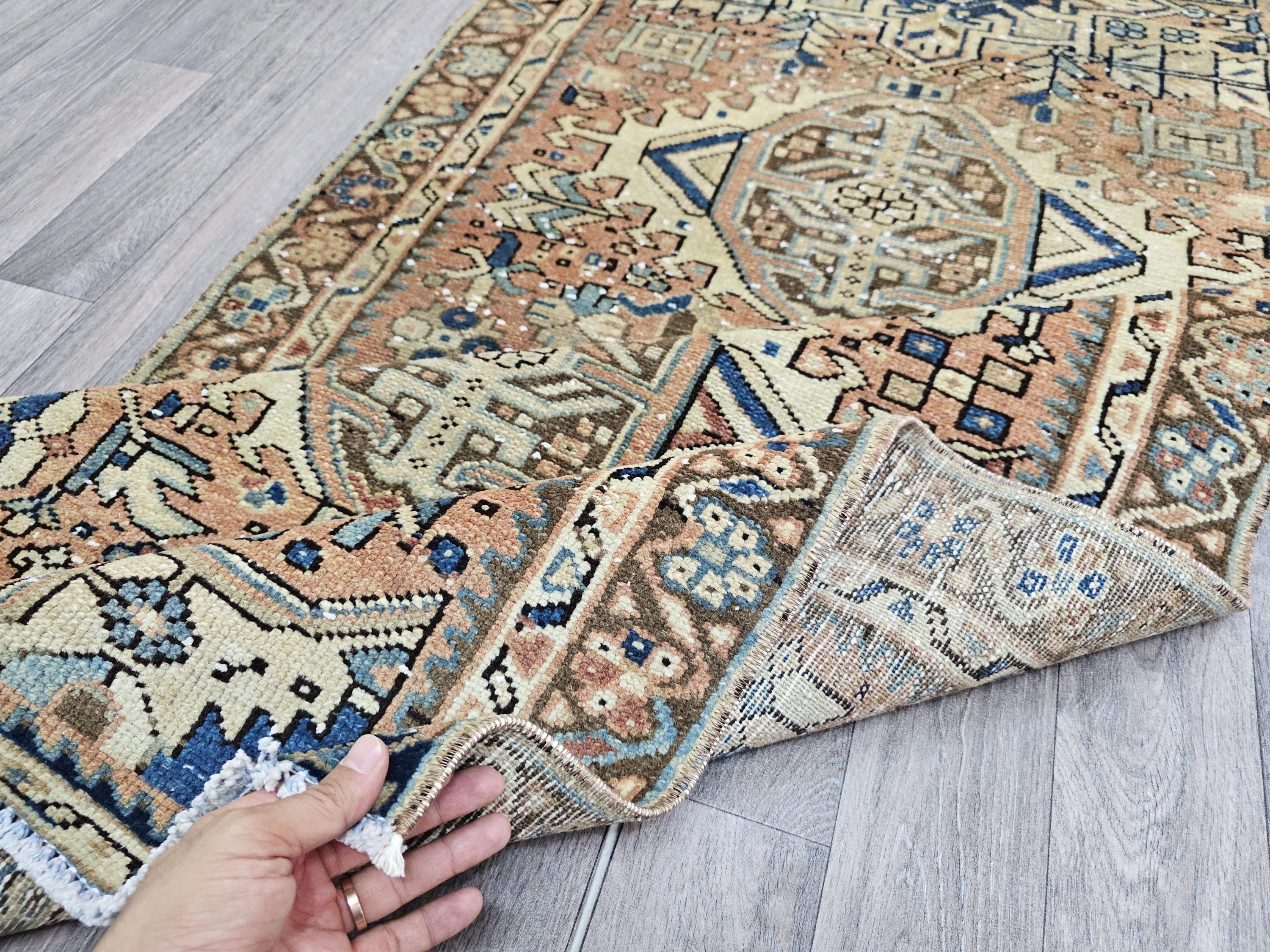 Hand Knotted Wool Runner Rug: 3x12 ft Vintage Persian Design