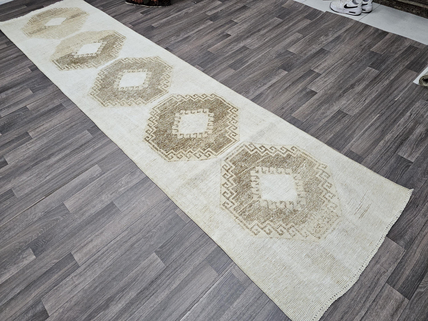 Turkish Runner 3x12 - Neutral Oushak Runner - Long Hallway Runner Rug - Kitchen Runner Rug - Boho decor Runner - Oriental Runner Cream Beige