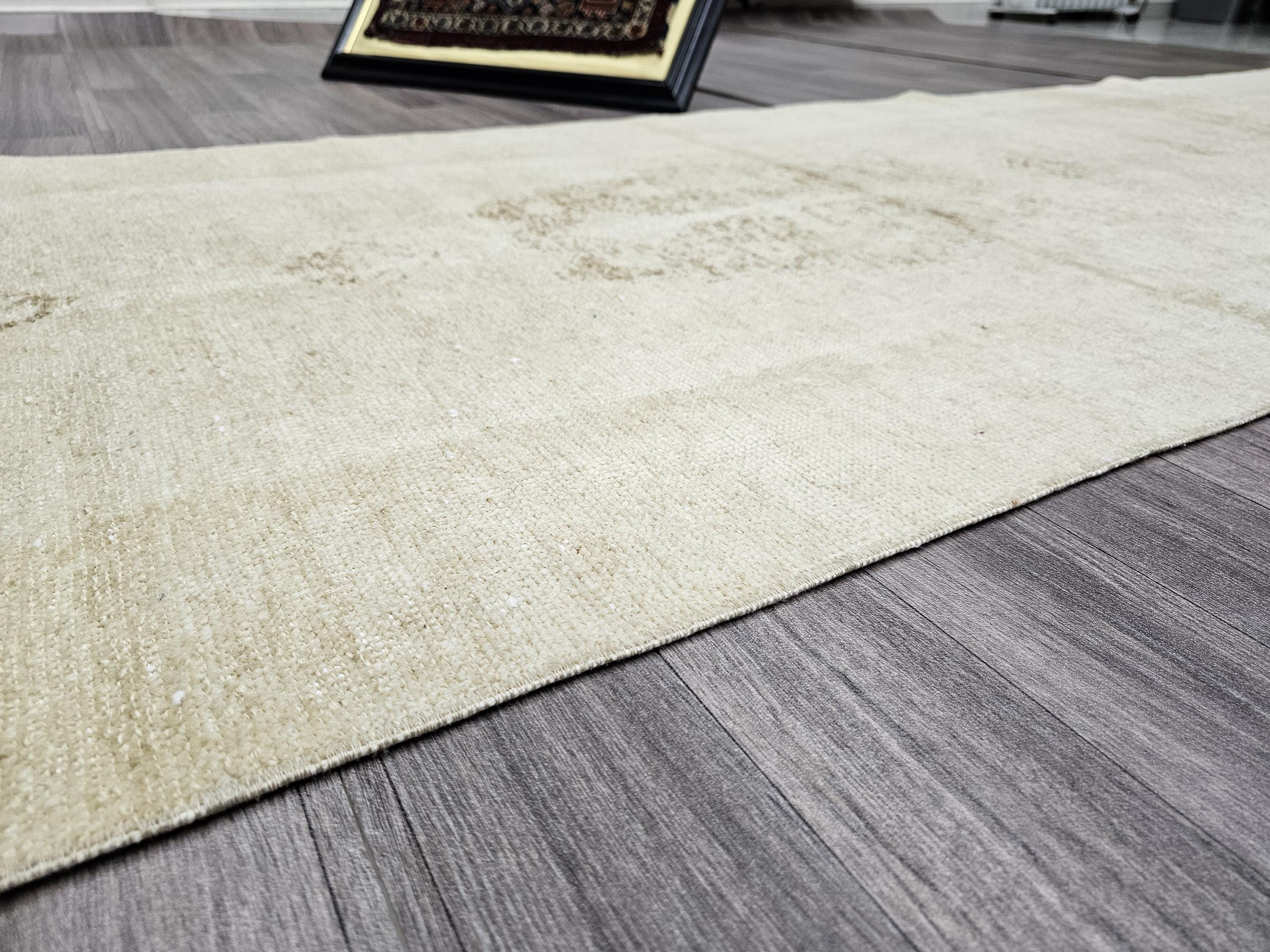 Neutral Turkish Runner Rug: 3x12.5 ft Vintage Oushak Wool Hallway Rug