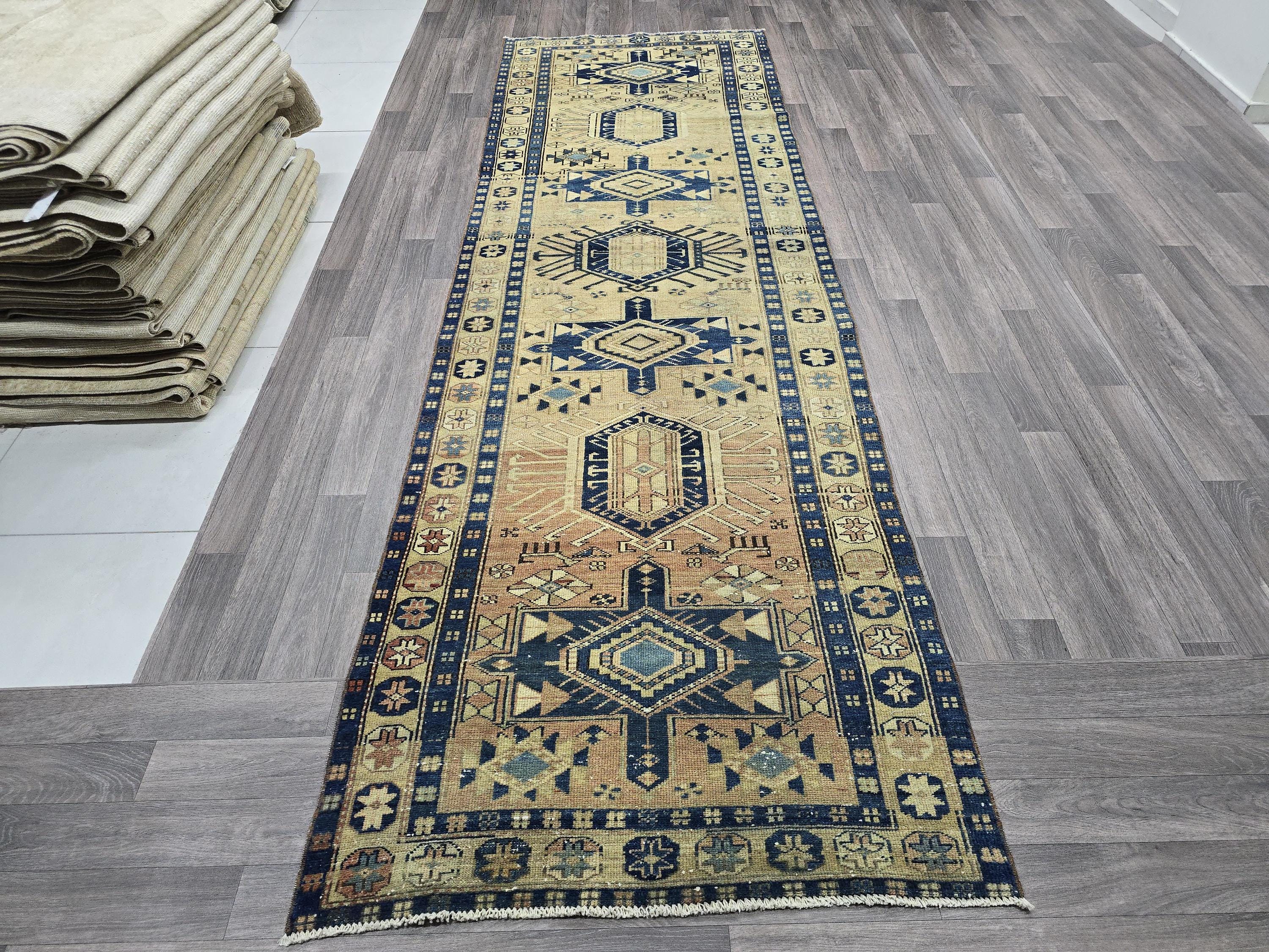 Vintage Hand-Knotted Wool Oushak Runner Rug: Traditional Hallway Aisle Rug (3.40x11 feet)