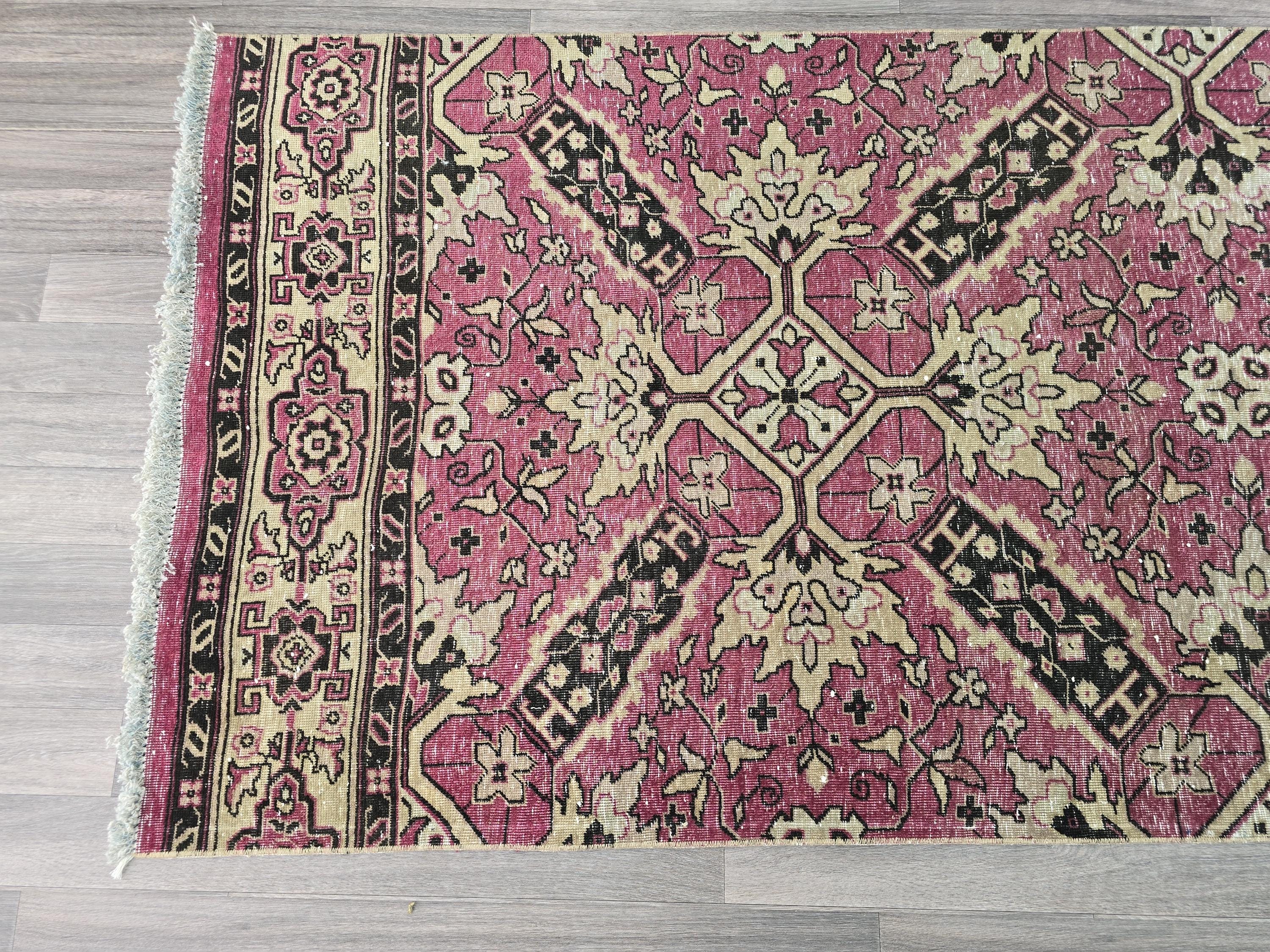 Hand-Knotted Wool Runner Rug: Vintage Floral Bohemian Decor (3.60x13.65 Feet)