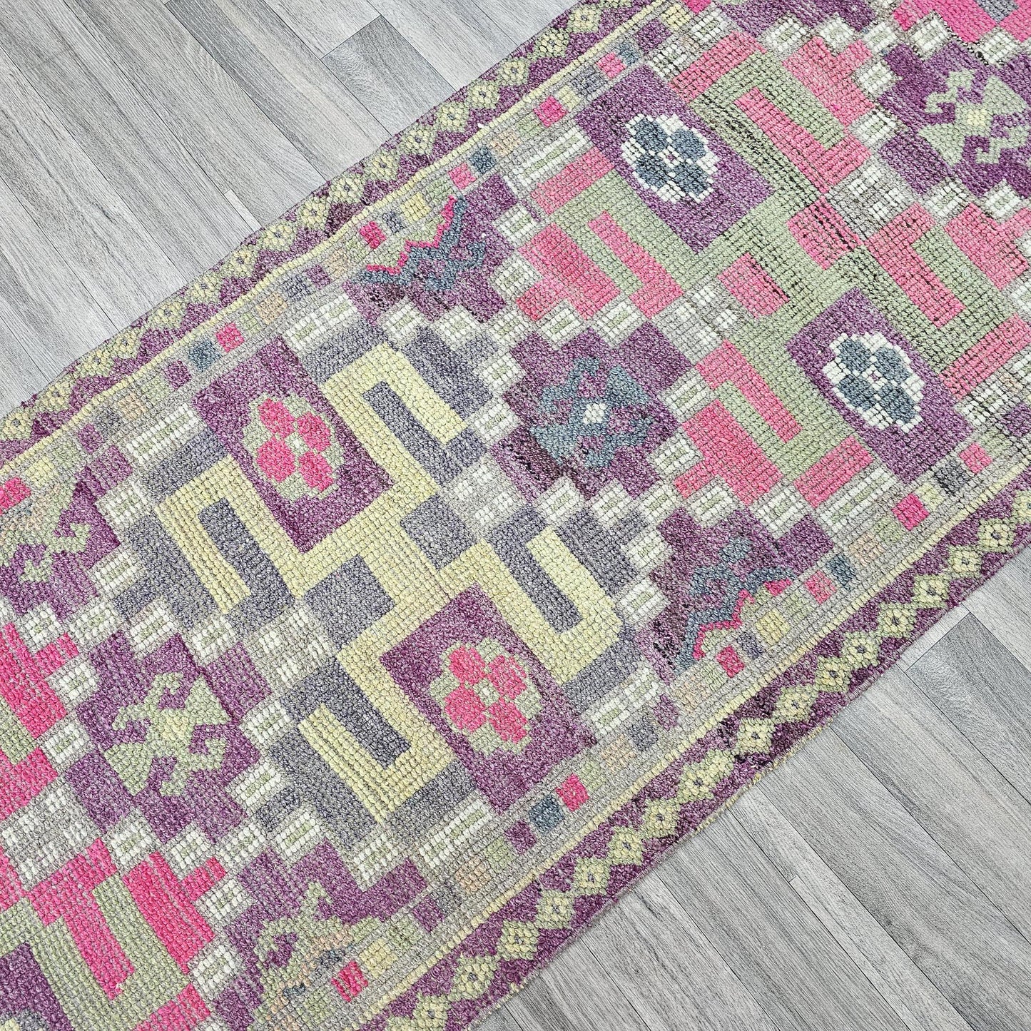 Vintage Runner/ 2.7 X 13.45 feet/ Narrow Long Runner Rug/ Turkish Runner/ Herki Runner Rug/ Farmhouse Kitchen Rug and Hallway Runner Rug