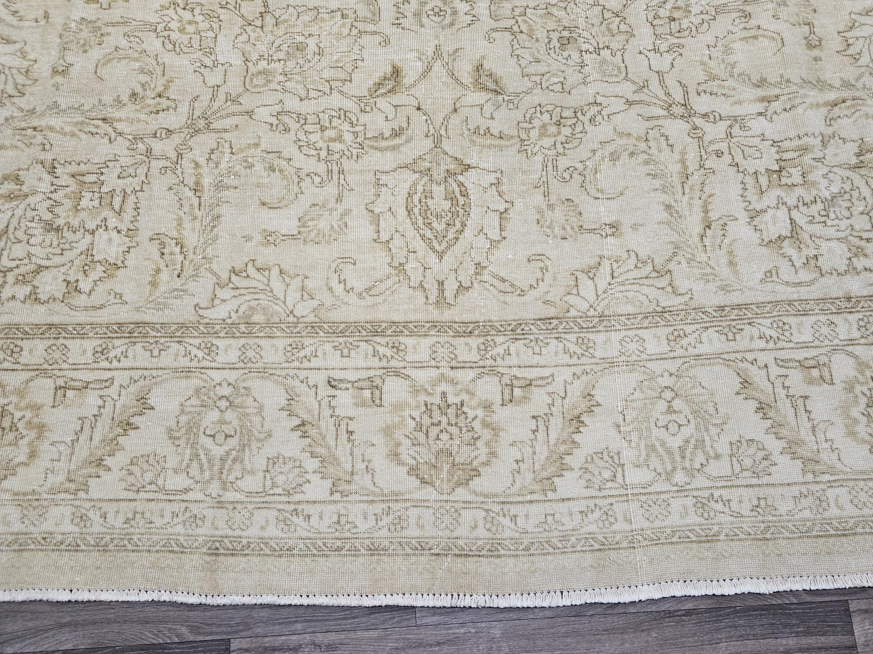 9x12 Hand-Knotted Oushak Rug: Vintage Turkish Wool Carpet