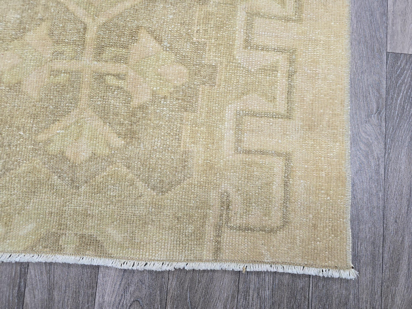 2.25x2.60 feet Neutral Vintage Turkish doormat, wool Vintage Bathmat