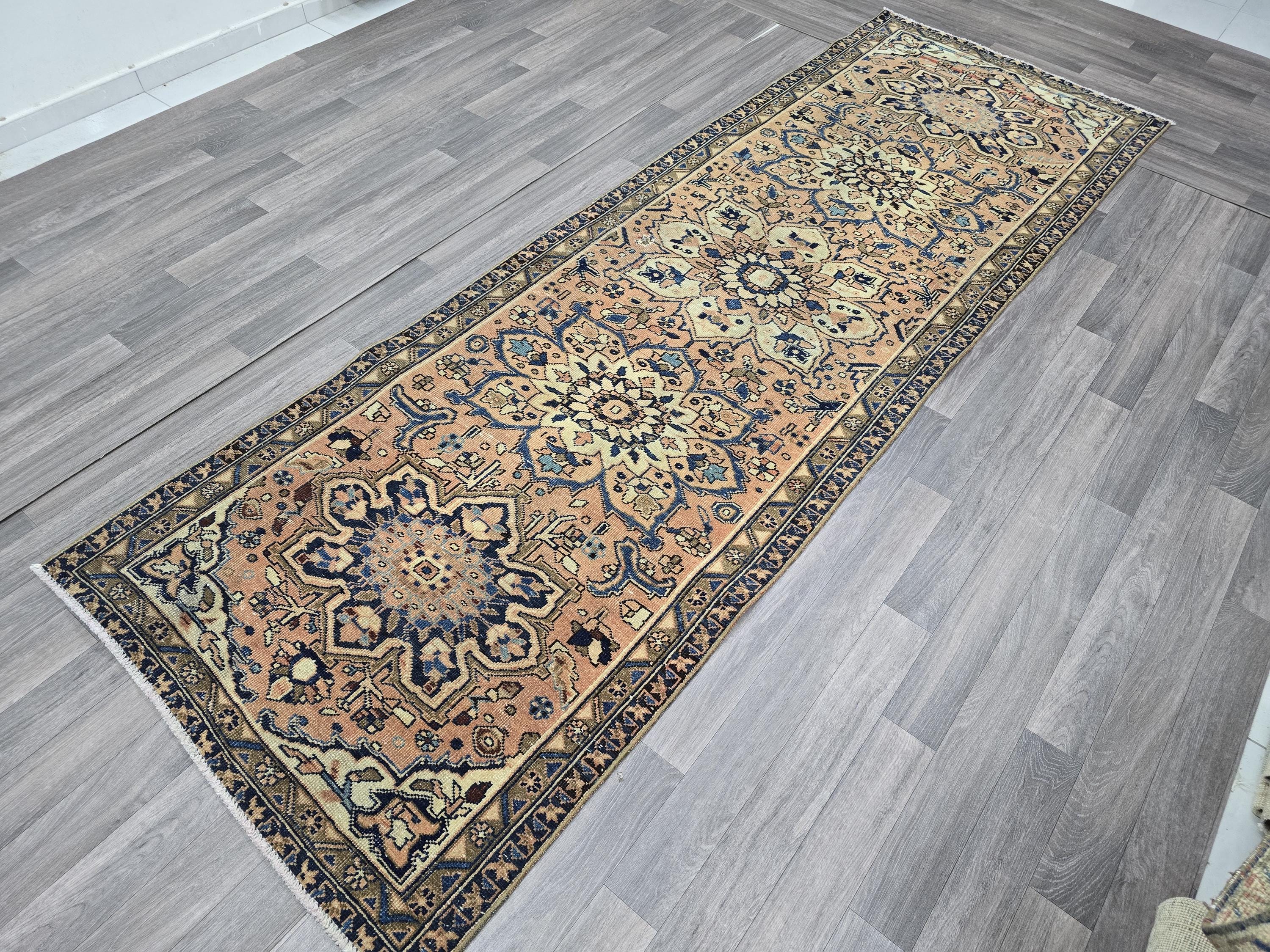 Hand Knotted Vintage Runner (3.40x10 ft): Traditional Pastel Hallway Rug
